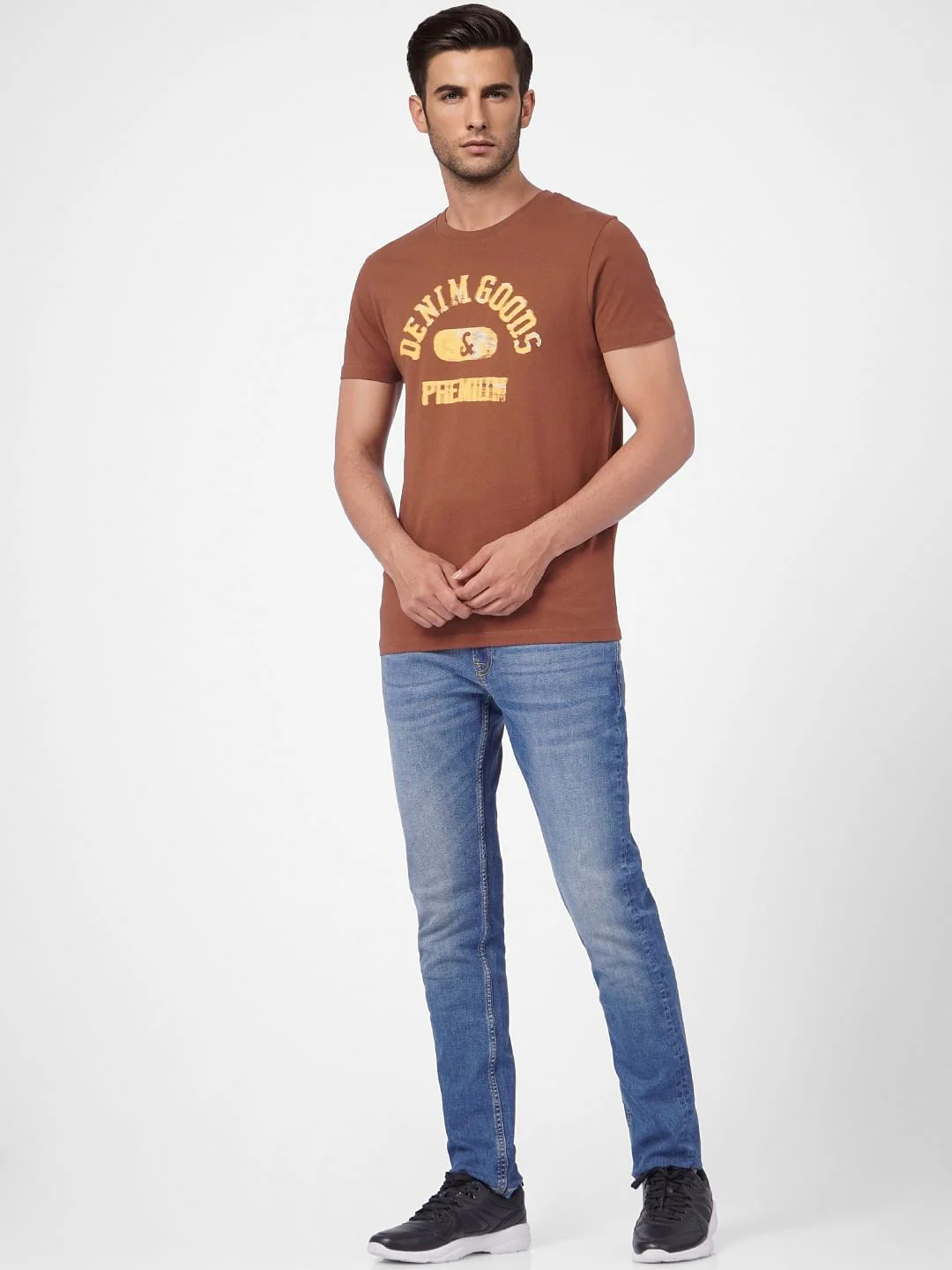 Brown Graphic Print Crew Neck T-shirt - Image 5