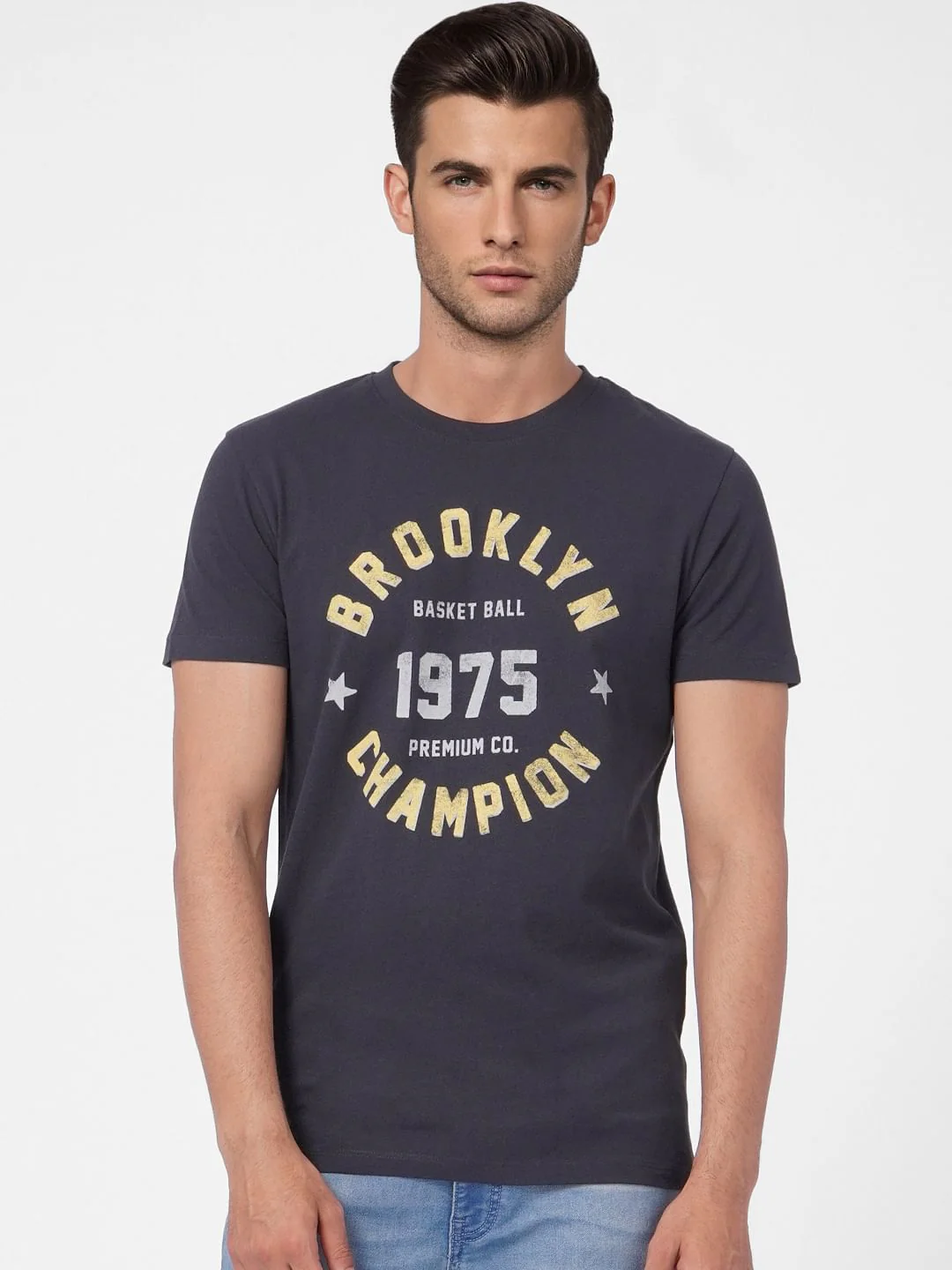 Black Graphic Print Crew Neck T-shirt - Image 2