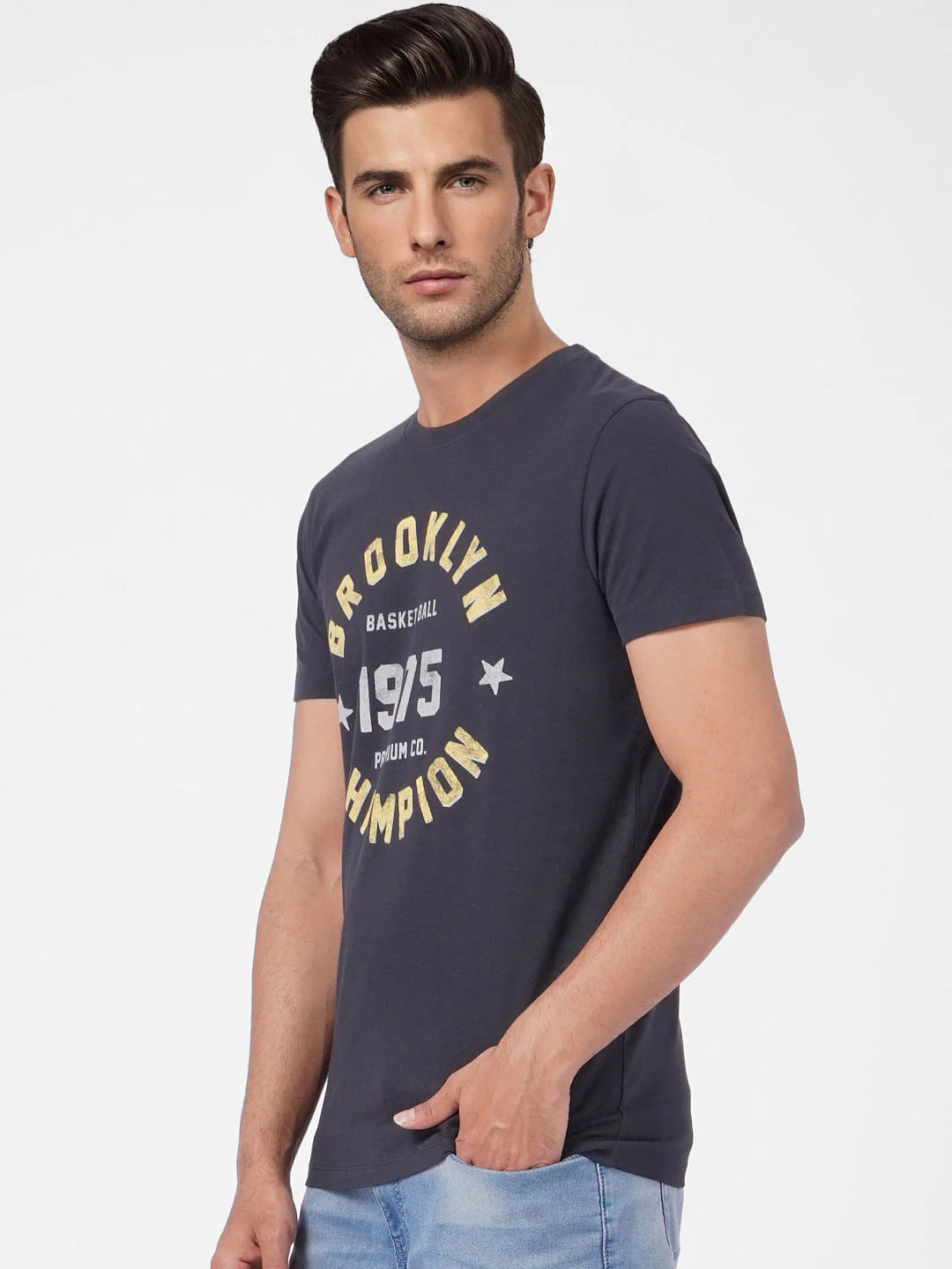 Black Graphic Print Crew Neck T-shirt - Image 3