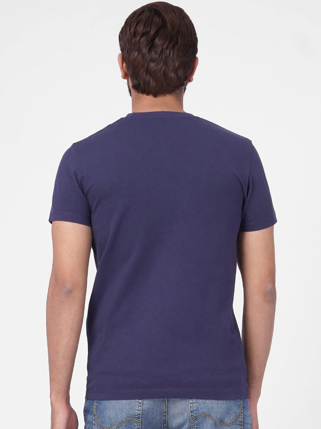 Blue Graphic Print Crew Neck T-shirt - Image 4
