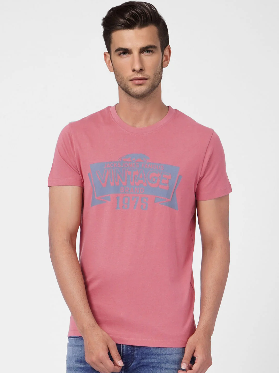 Pink Graphic Print Crew Neck T-shirt - Image 2