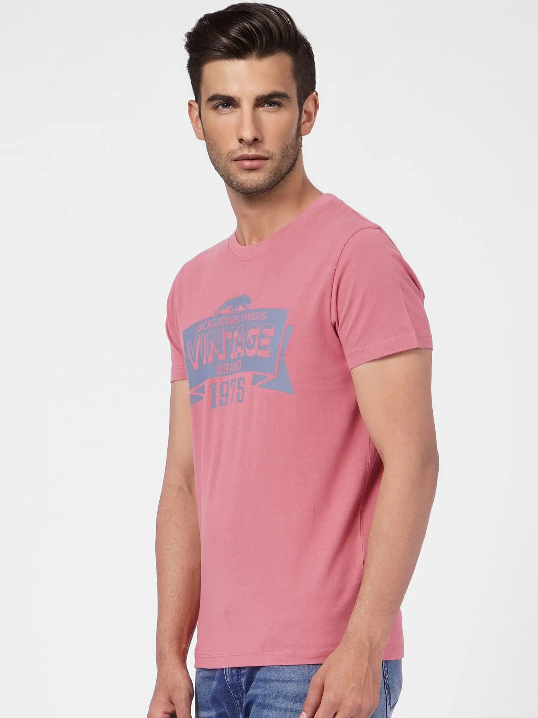 Pink Graphic Print Crew Neck T-shirt - Image 3