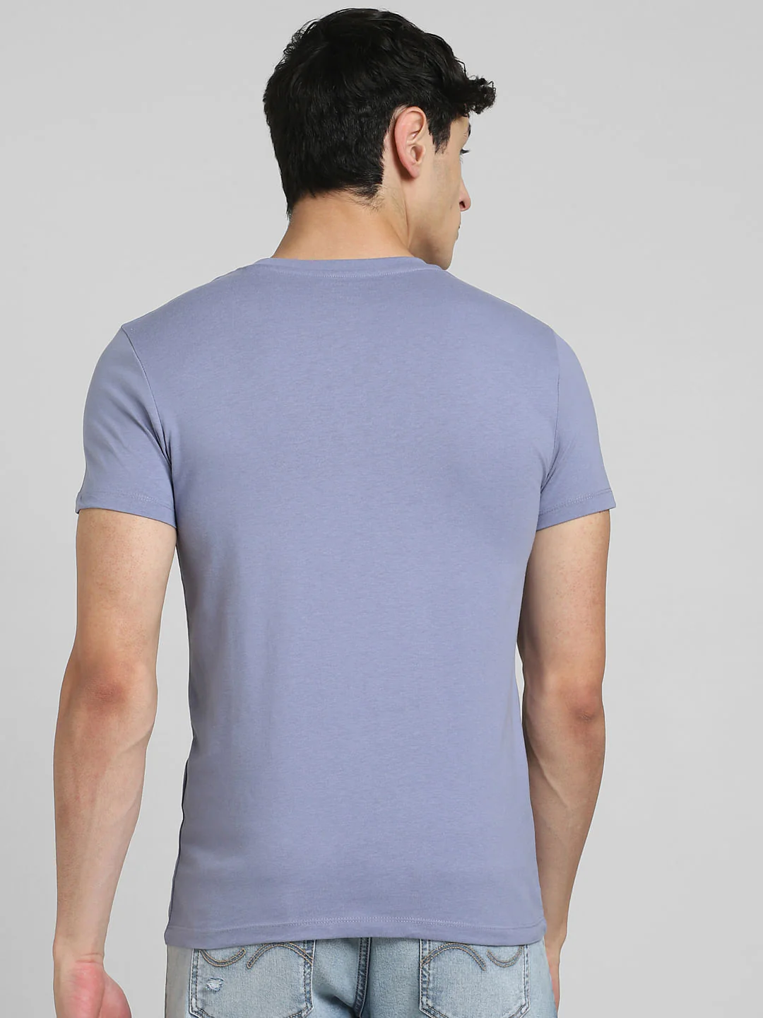Blue Graphic Print Crew Neck T-shirt - Image 4