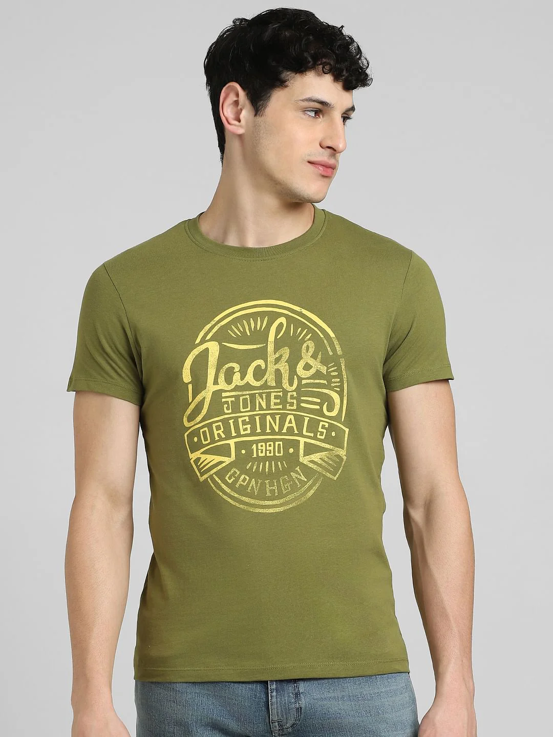 Green Graphic Print Crew Neck T-shirt - Image 2