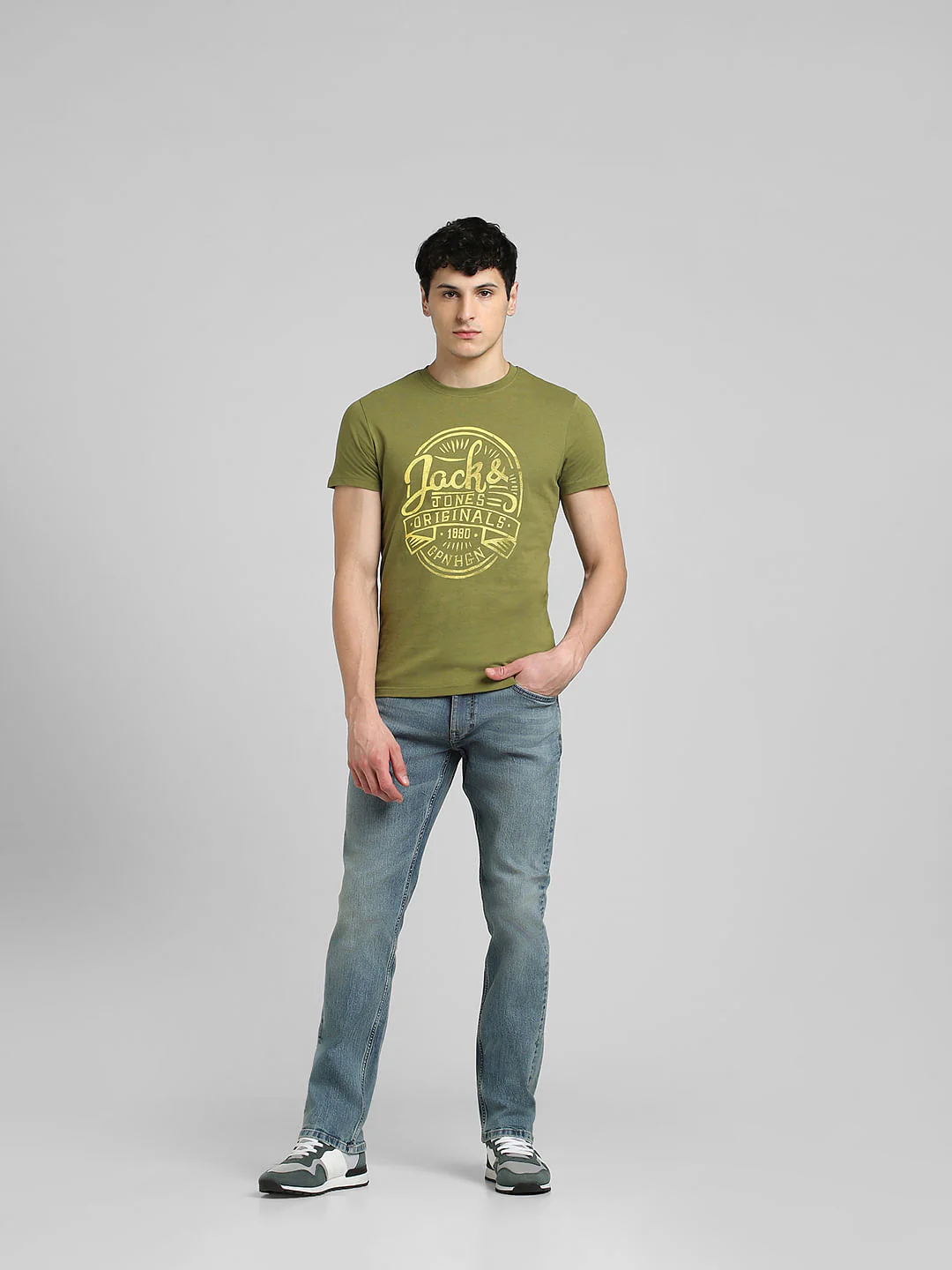 Green Graphic Print Crew Neck T-shirt - Image 6