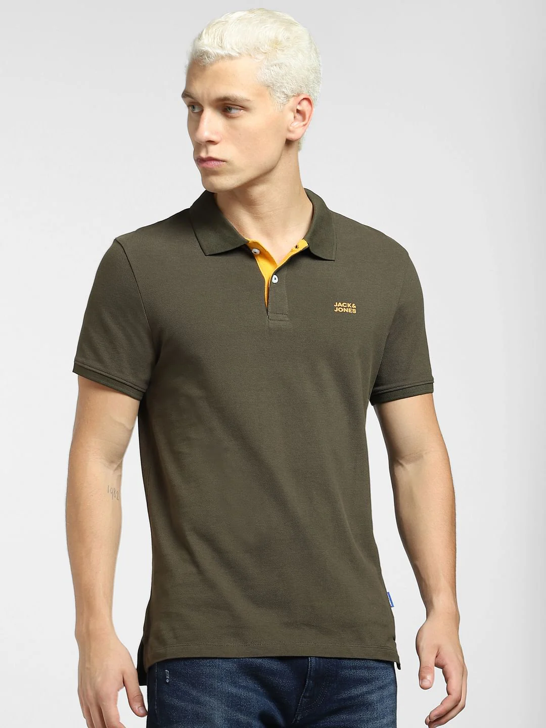 Olive Cotton Polo T-shirt - Image 2