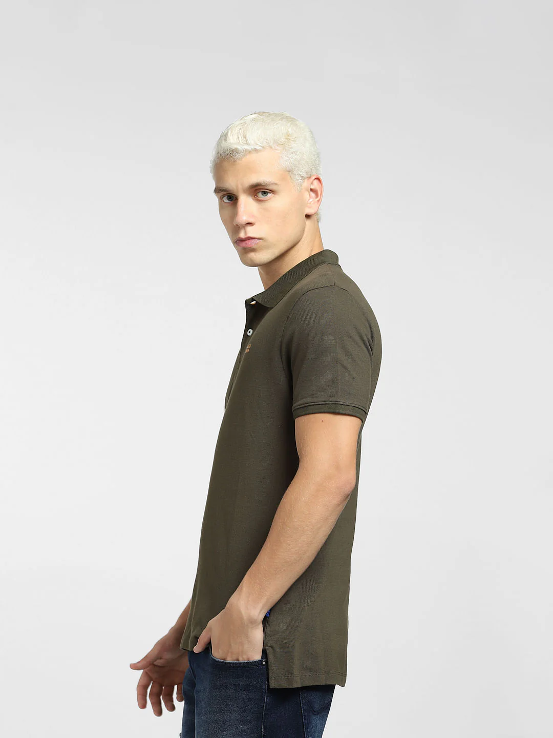 Olive Cotton Polo T-shirt - Image 3