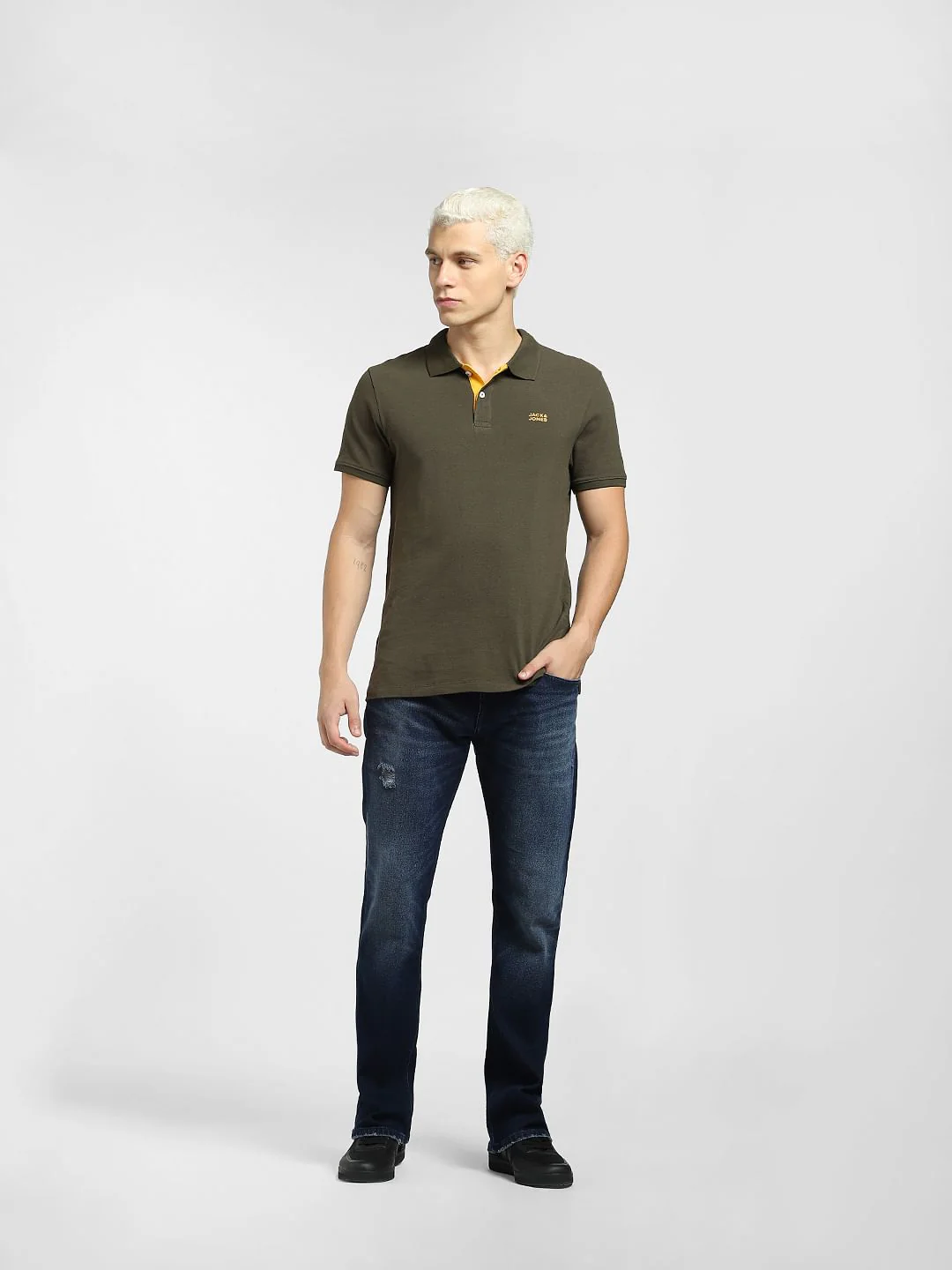 Olive Cotton Polo T-shirt - Image 6