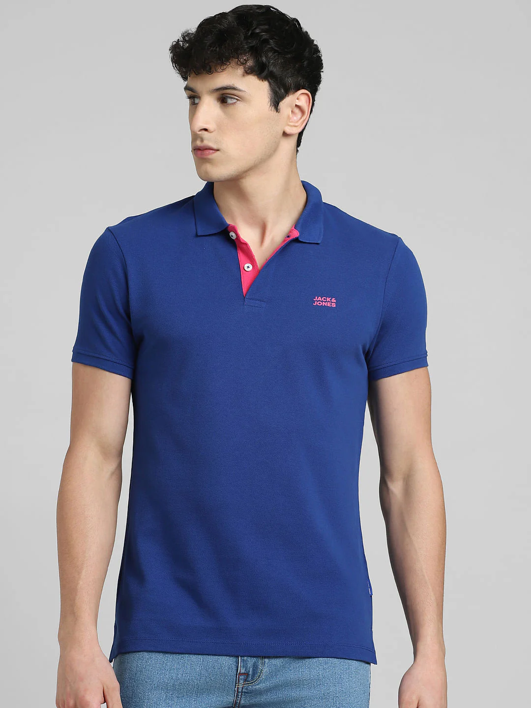 Blue Logo Print Polo Neck T-shirt - Image 2