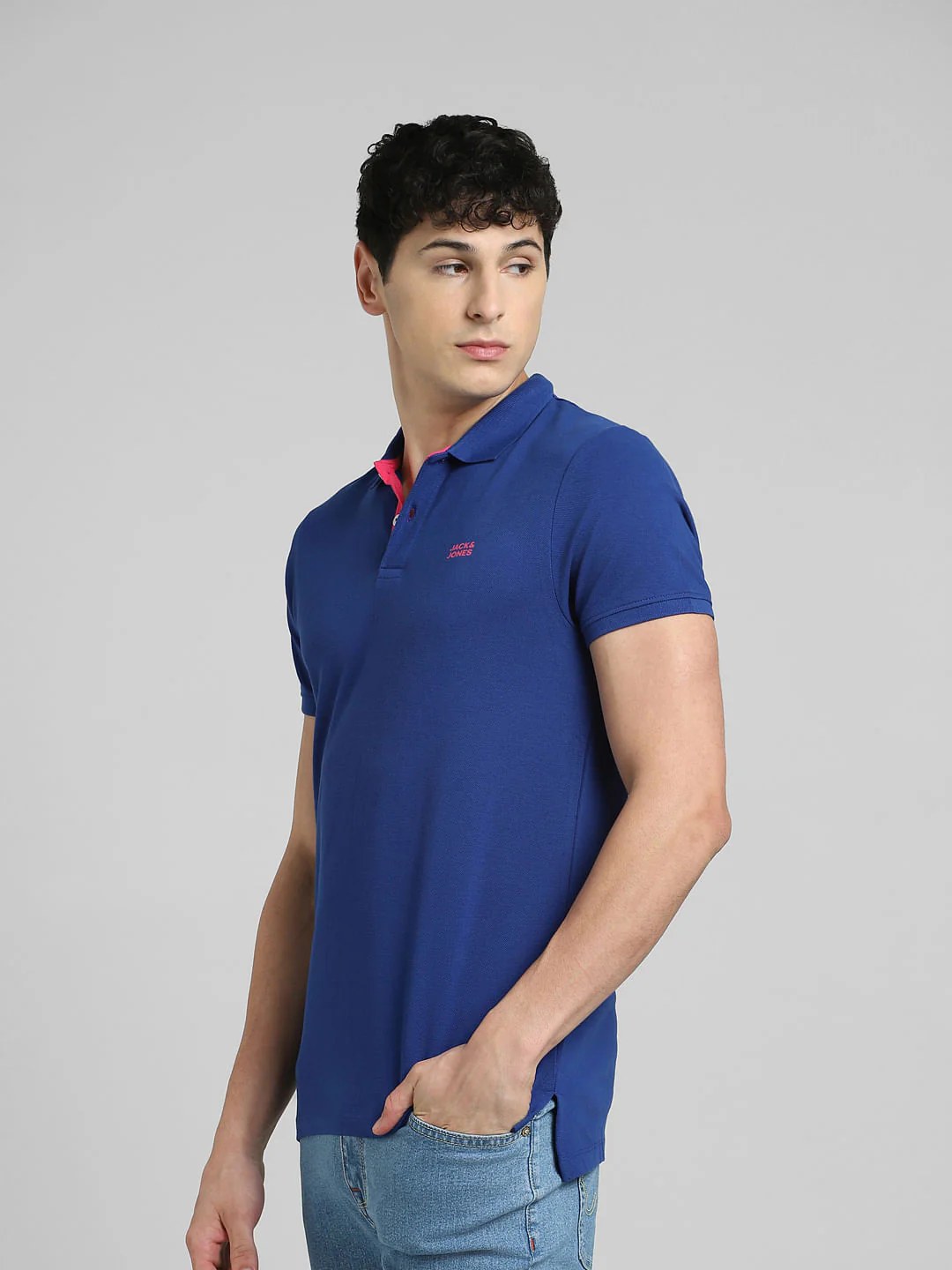 Blue Logo Print Polo Neck T-shirt - Image 3