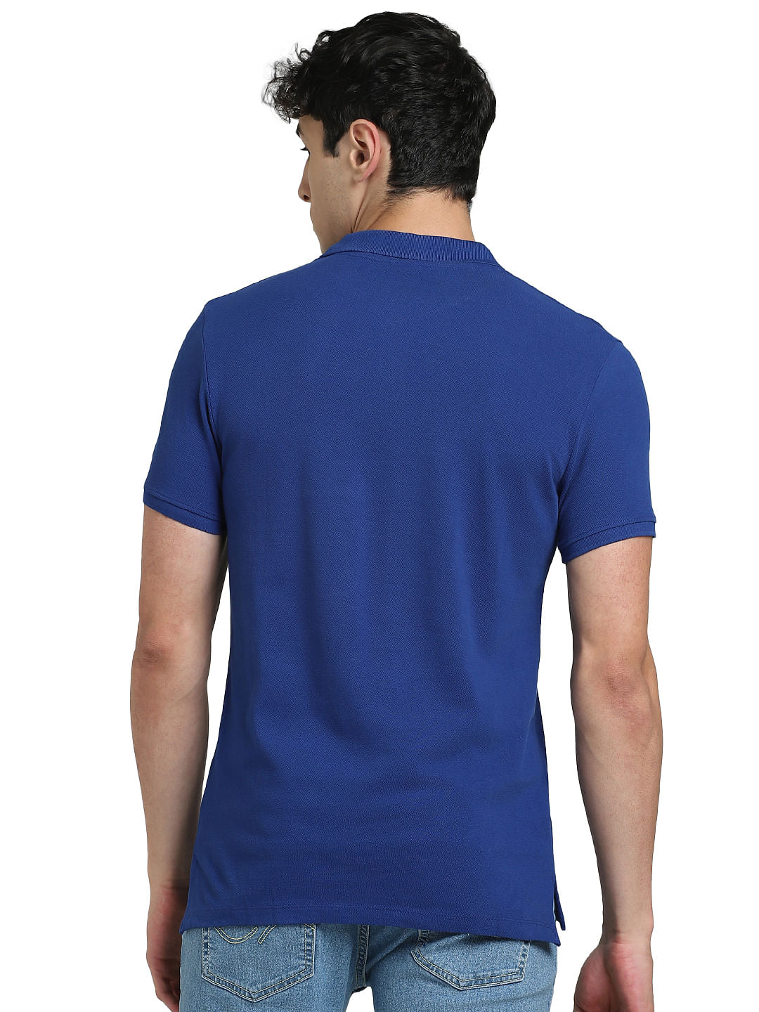 Blue Logo Print Polo Neck T-shirt - Image 4