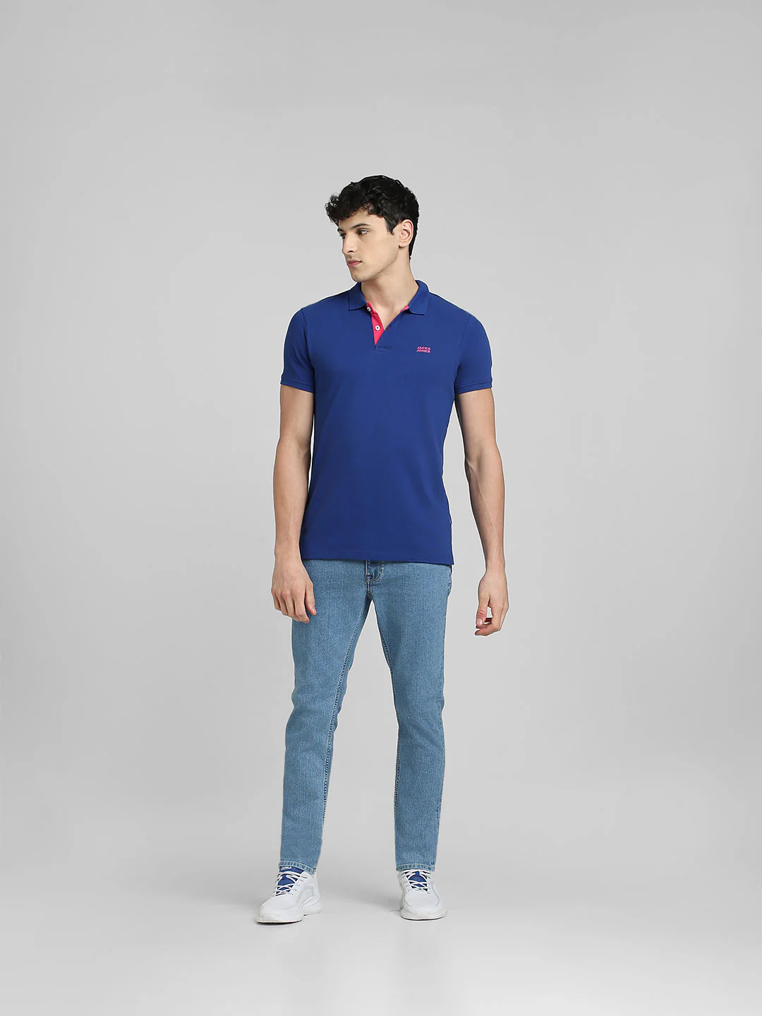 Blue Logo Print Polo Neck T-shirt - Image 6