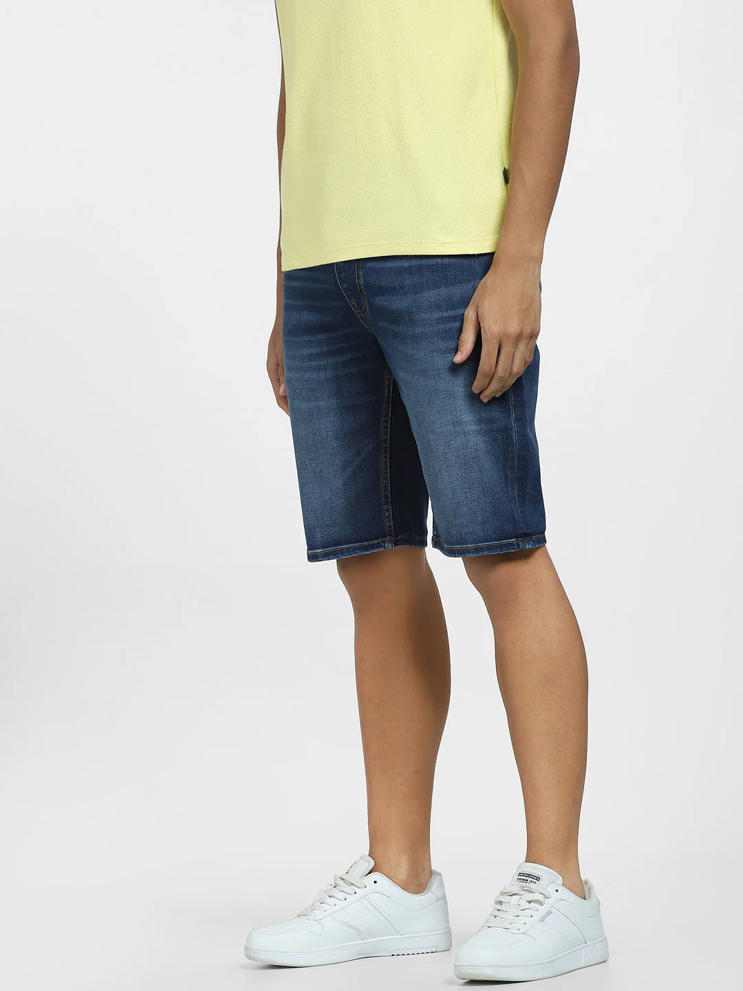 Blue Mid Rise Denim Shorts - Image 3