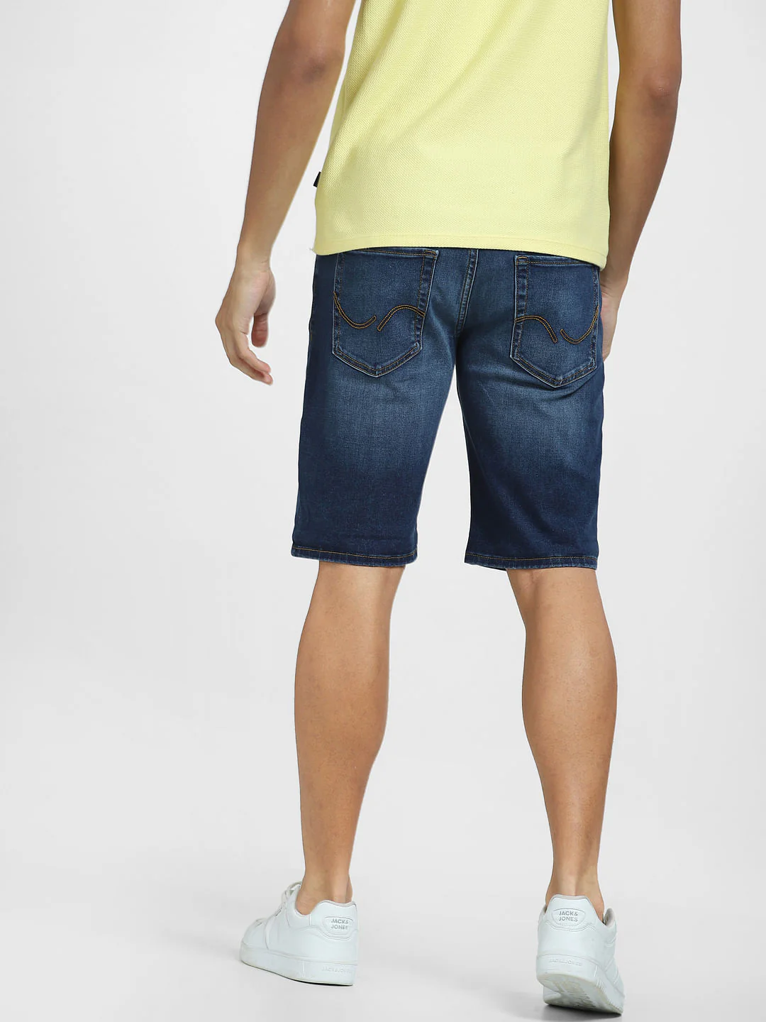 Blue Mid Rise Denim Shorts - Image 4