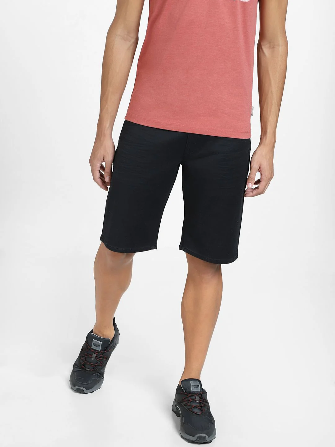 Black Low Rise Denim Shorts - Image 2