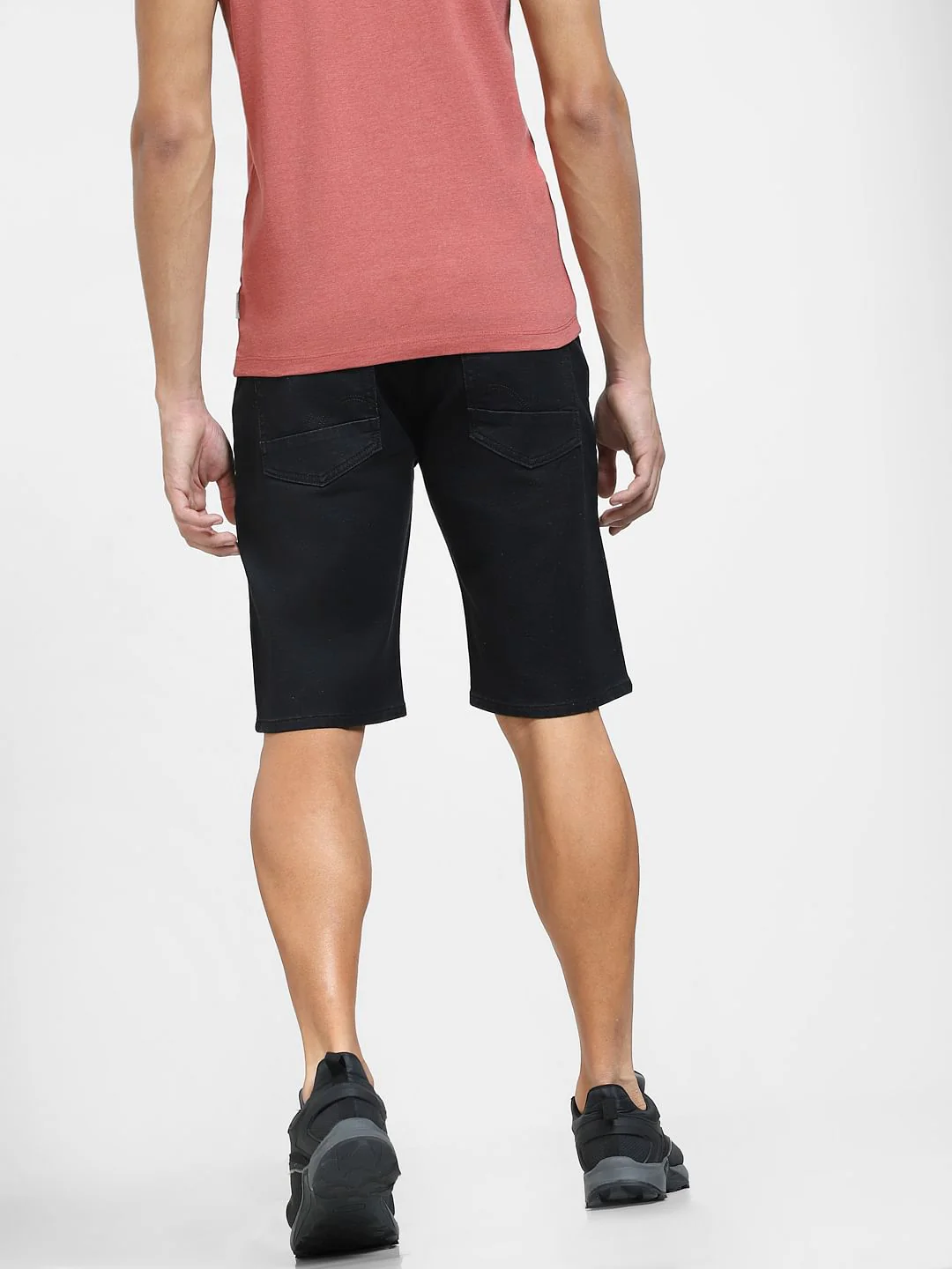 Black Low Rise Denim Shorts - Image 4