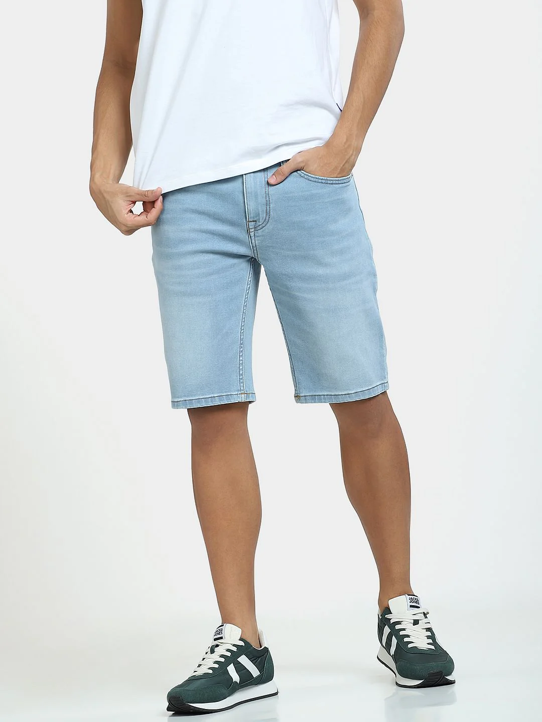 Light Blue Low Rise Denim Shorts - Image 2