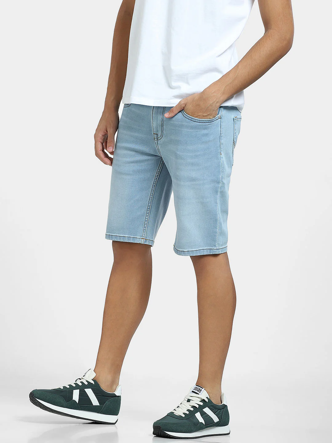 Light Blue Low Rise Denim Shorts - Image 3