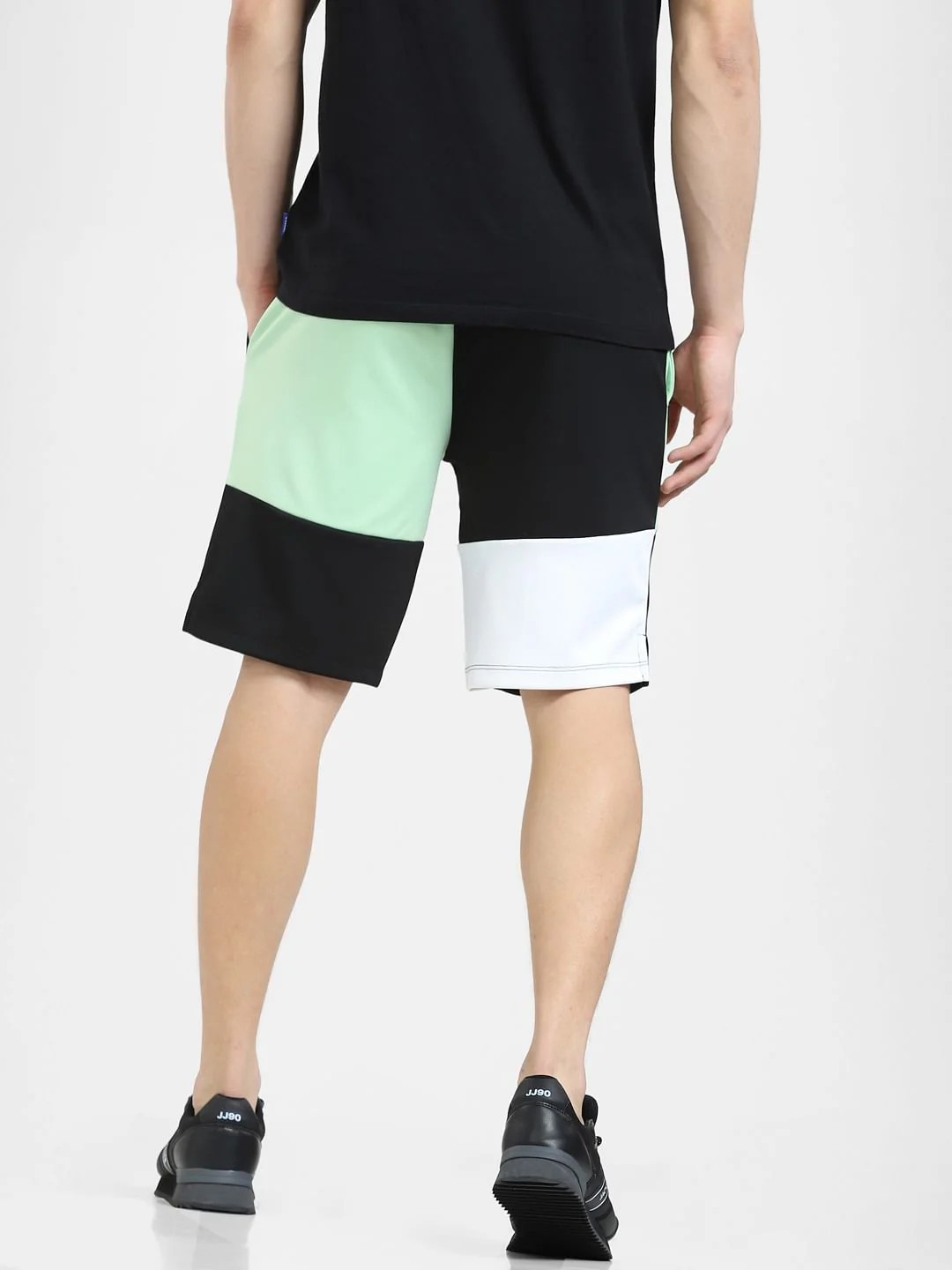 Black Mid Rise Colourblocked Shorts - Image 4