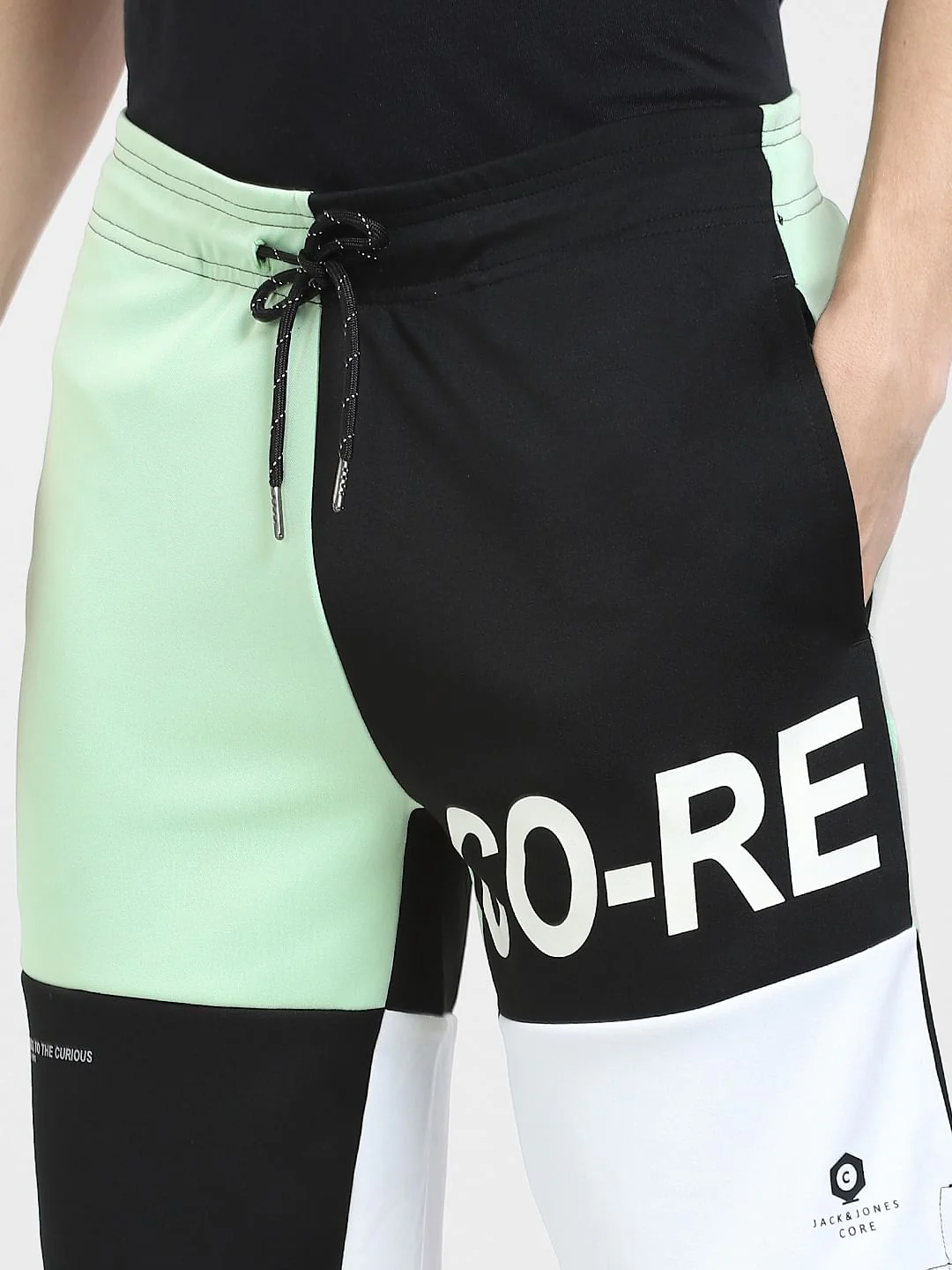 Black Mid Rise Colourblocked Shorts - Image 5