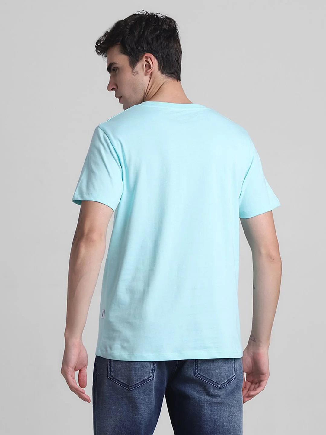 Blue Embroidered Crew Neck T-shirt - Image 4