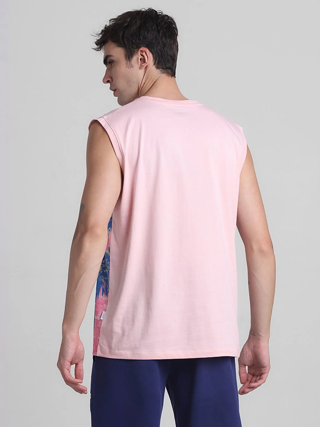 Pink Tropical Print Sleeveless T-shirt - Image 4