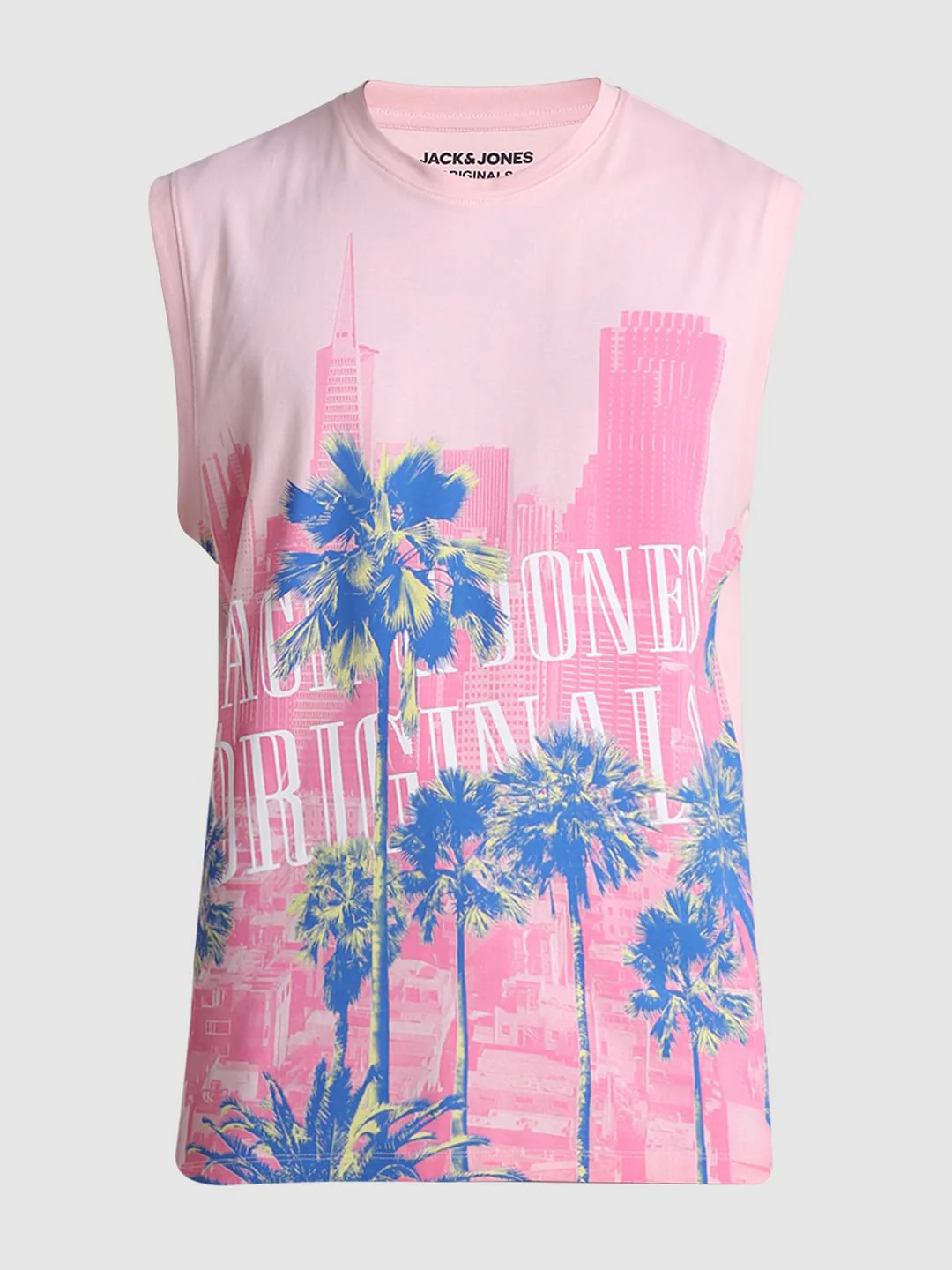 Pink Tropical Print Sleeveless T-shirt - Image 7