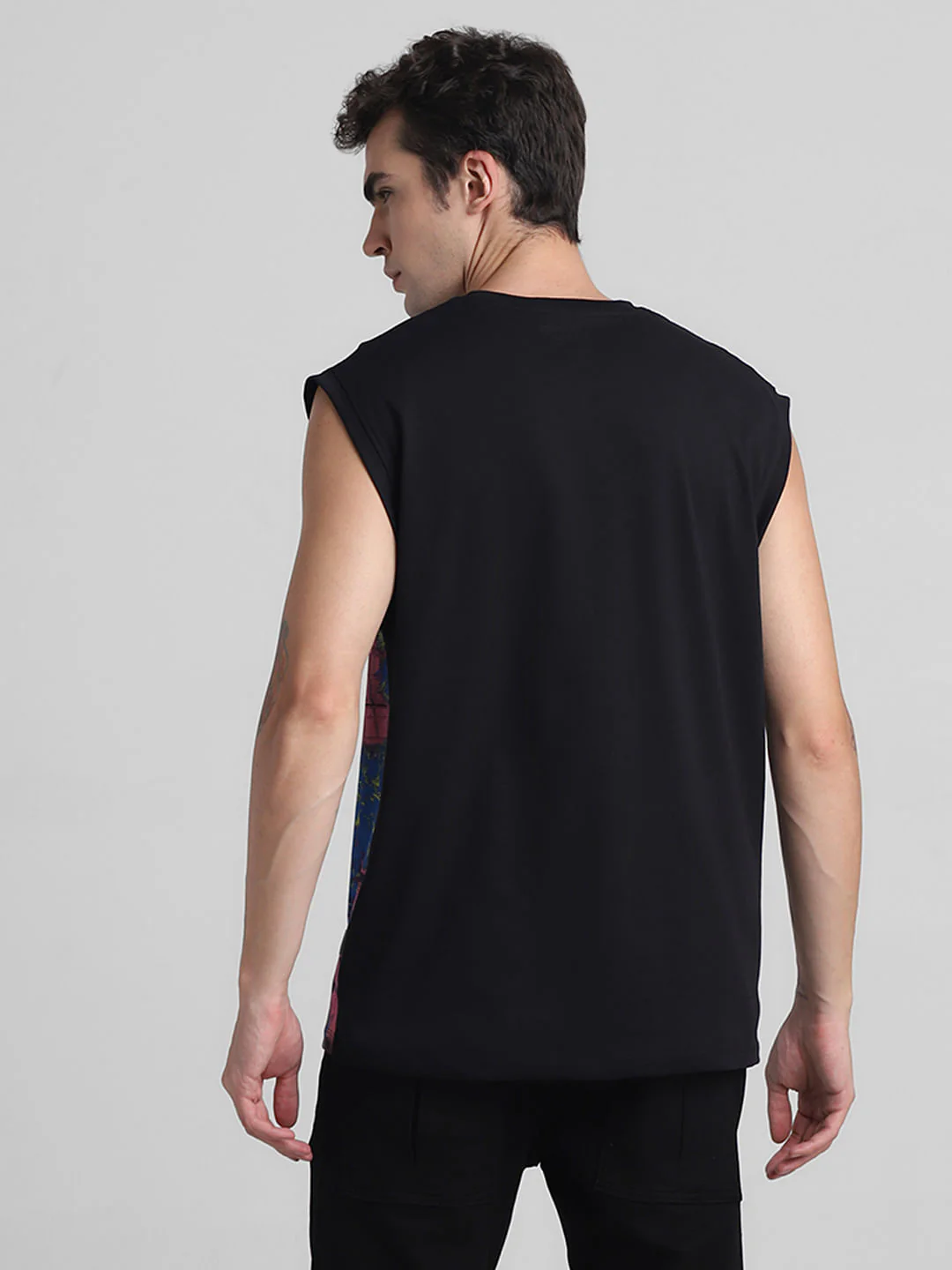 Black Tropical Print Sleeveless T-shirt - Image 4