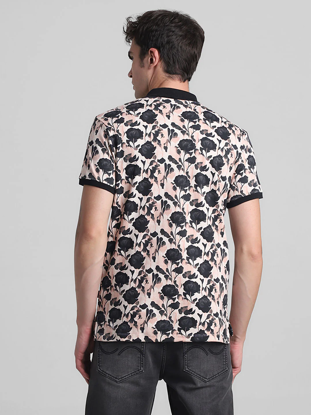 Pink & Black Floral Polo T-shirt - Image 4