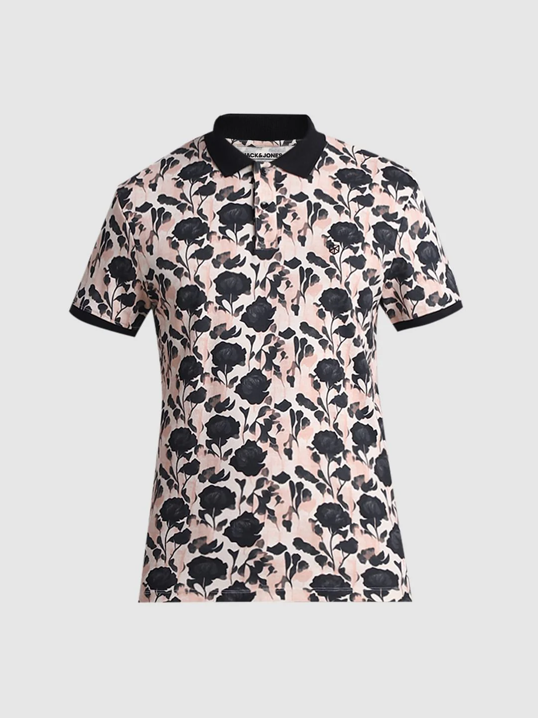 Pink & Black Floral Polo T-shirt - Image 7