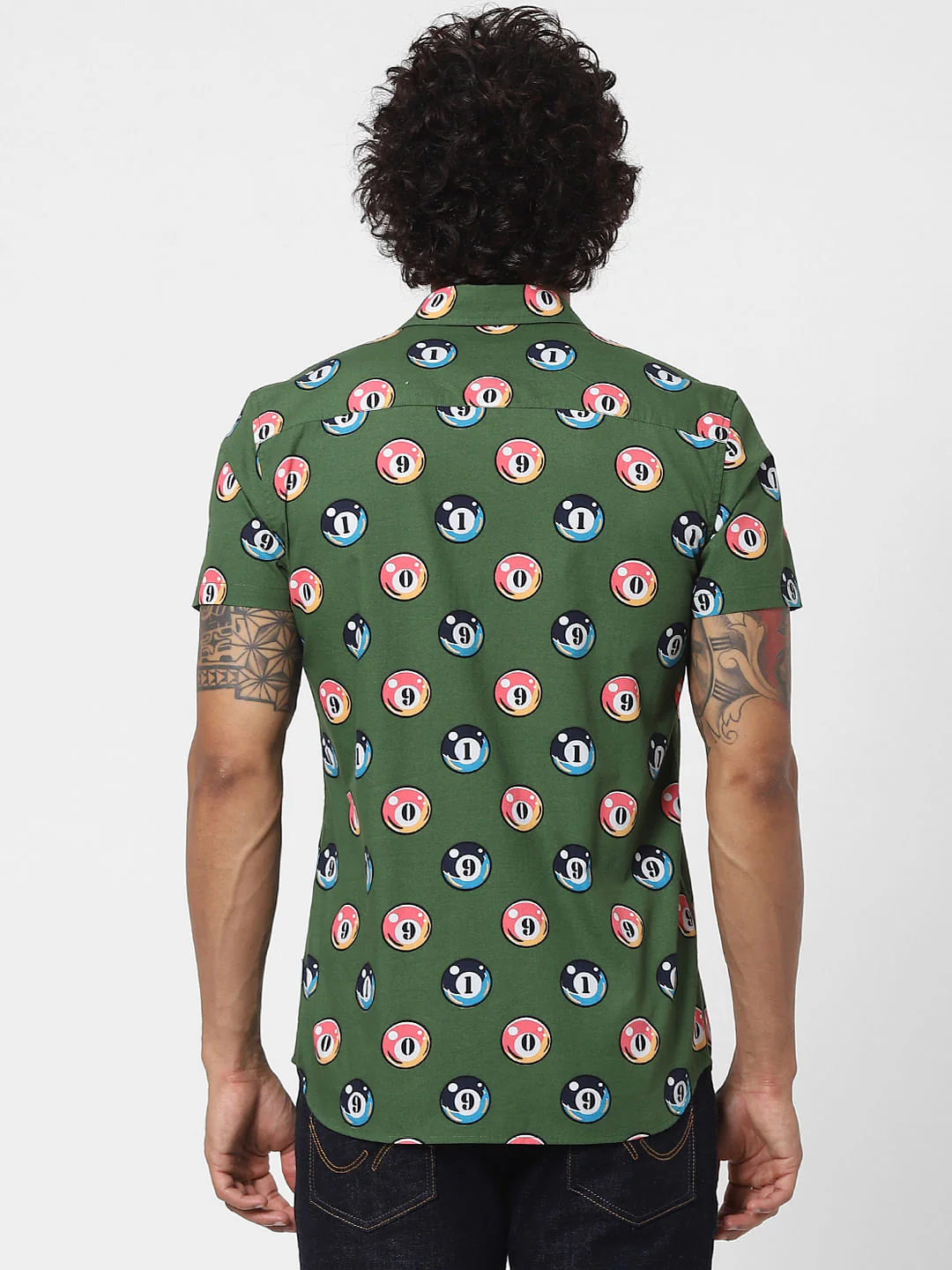 Green Billiards Print Half Sleeves Shirt - Image 4