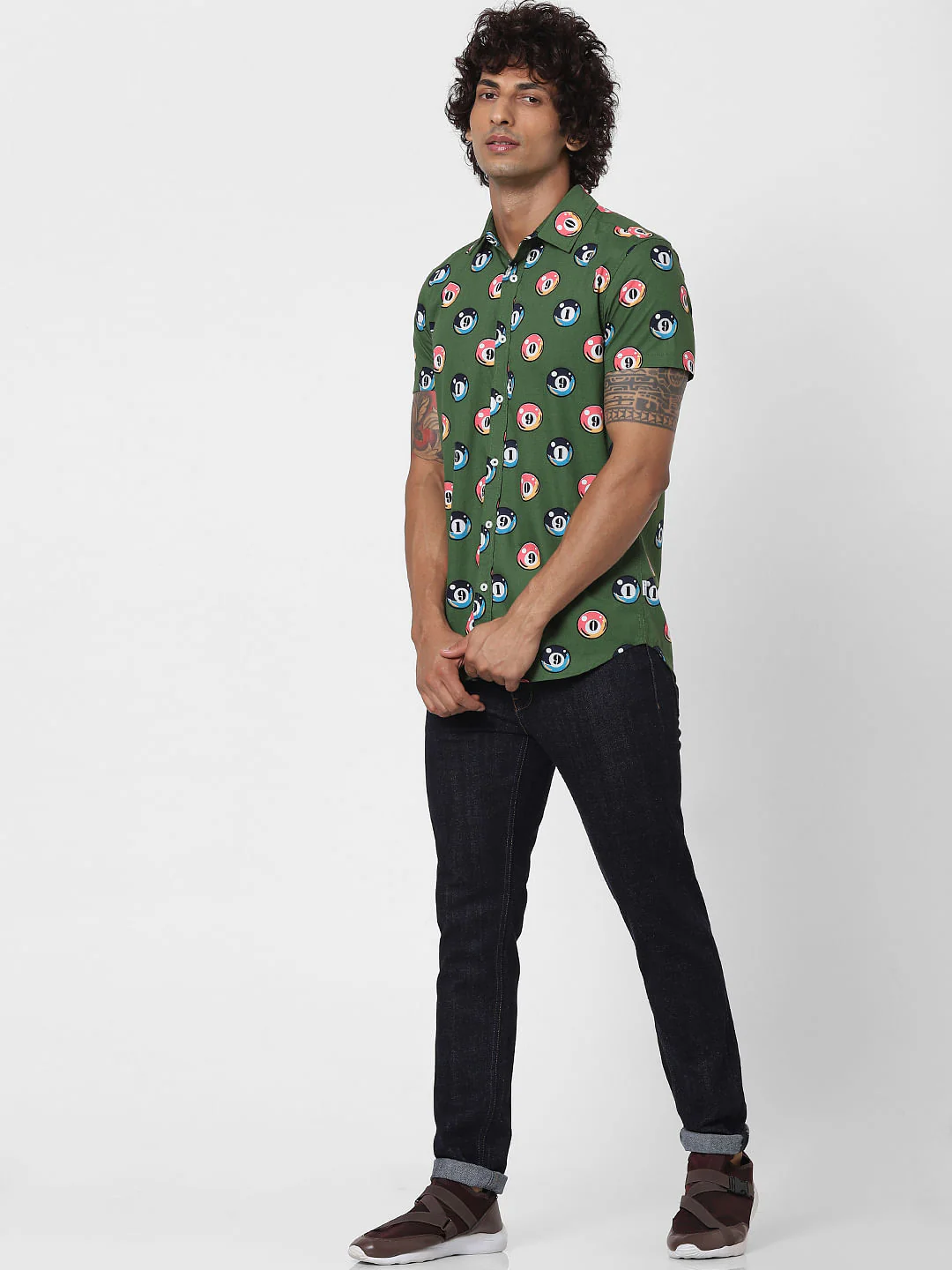 Green Billiards Print Half Sleeves Shirt - Image 5