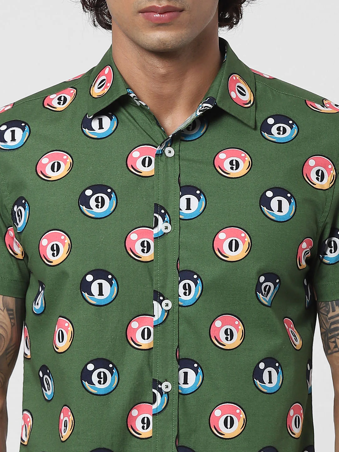 Green Billiards Print Half Sleeves Shirt - Image 6