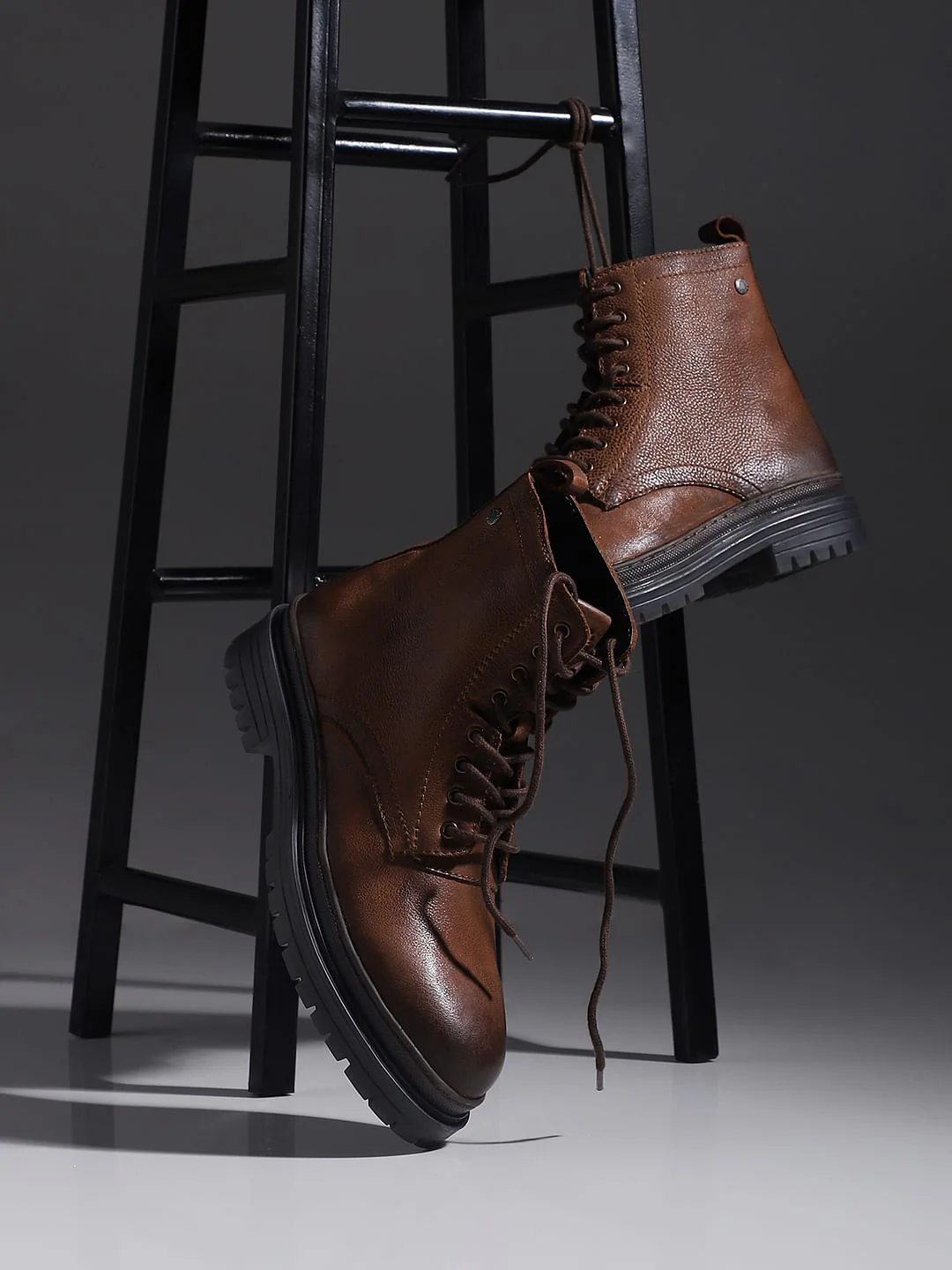Brown Vintage Styled Leather Boots