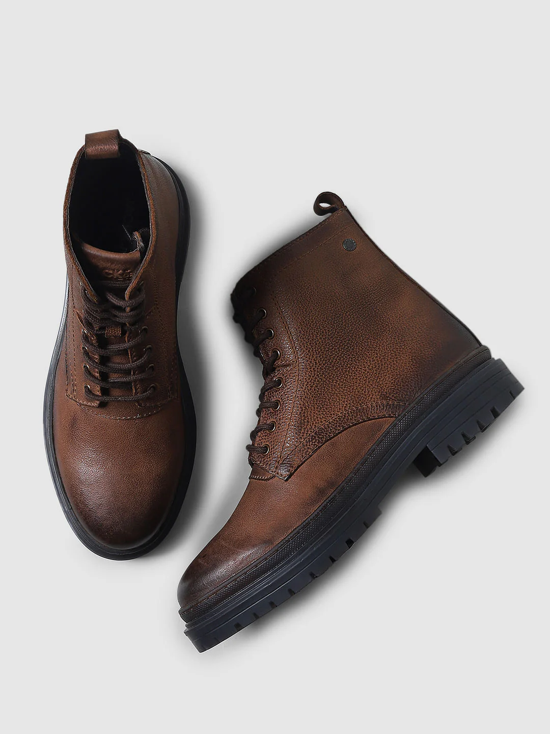 Brown Vintage Styled Leather Boots - Image 2