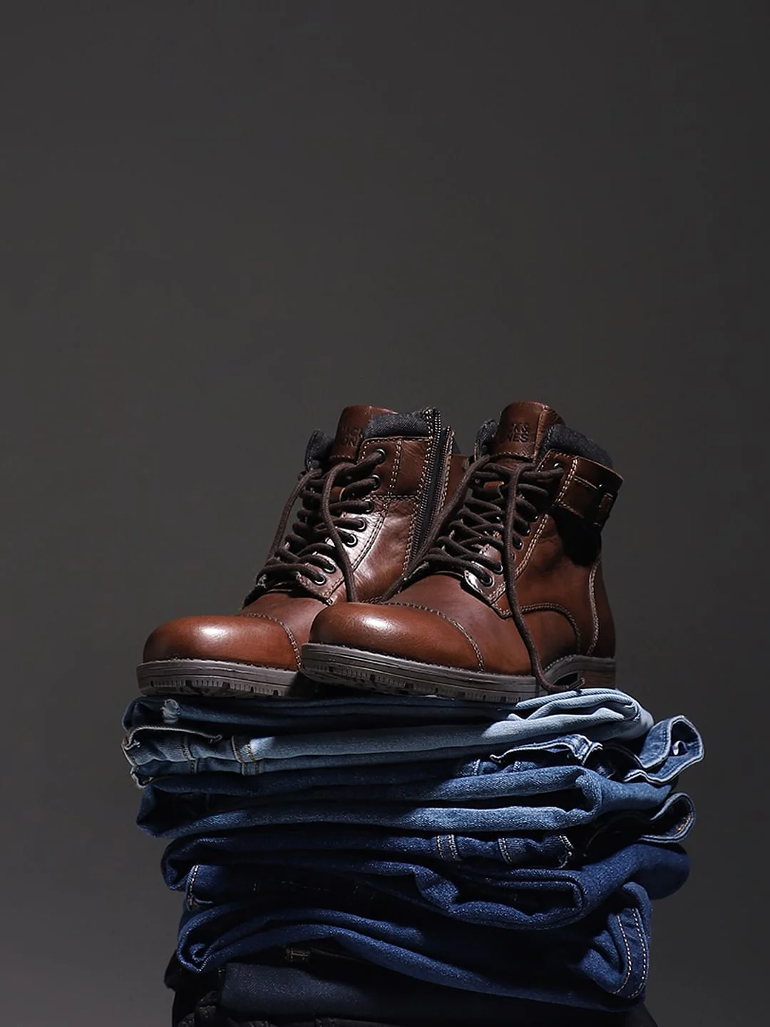 Brown Leather Biker Boots