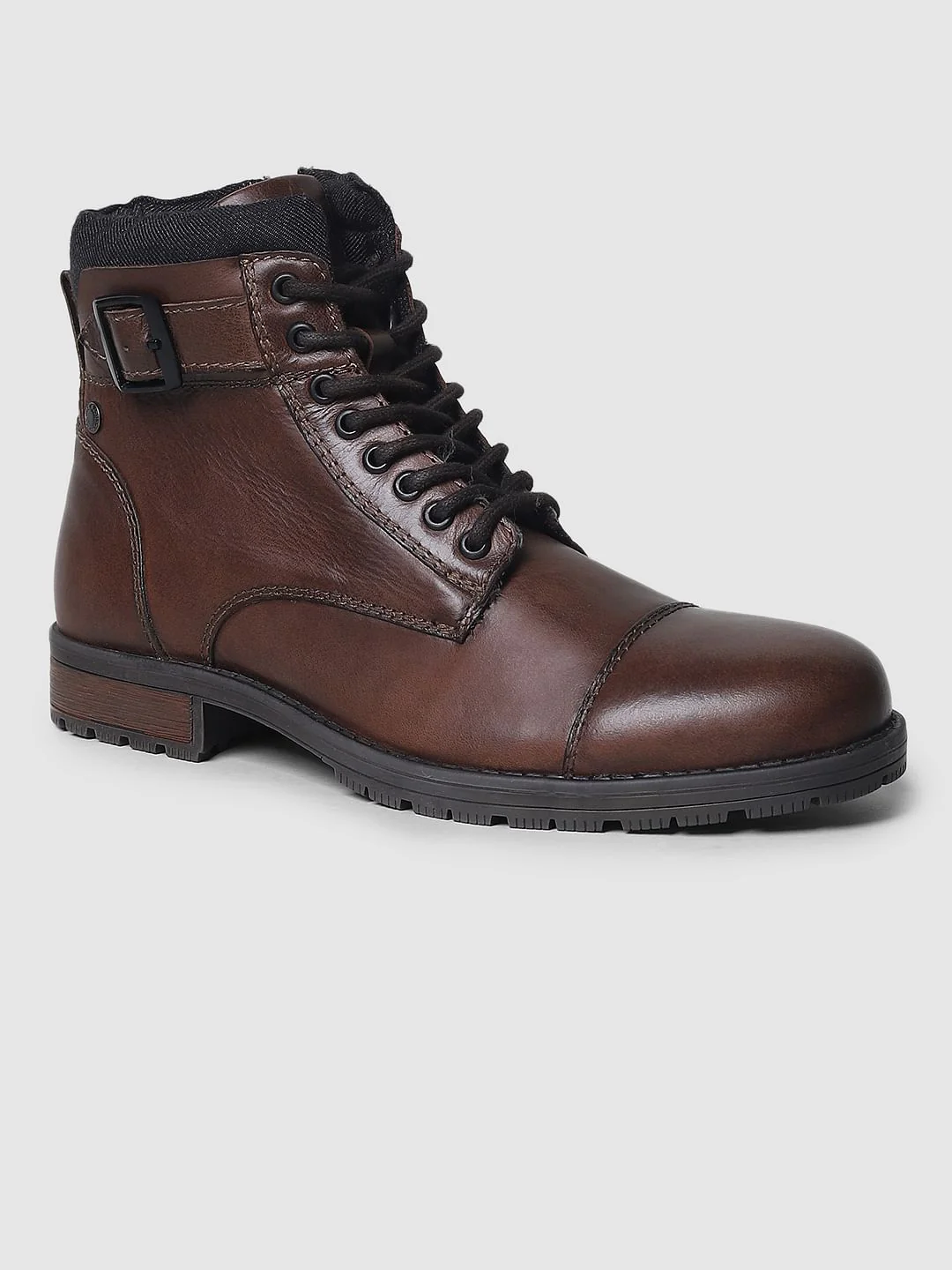 Brown Leather Biker Boots - Image 4