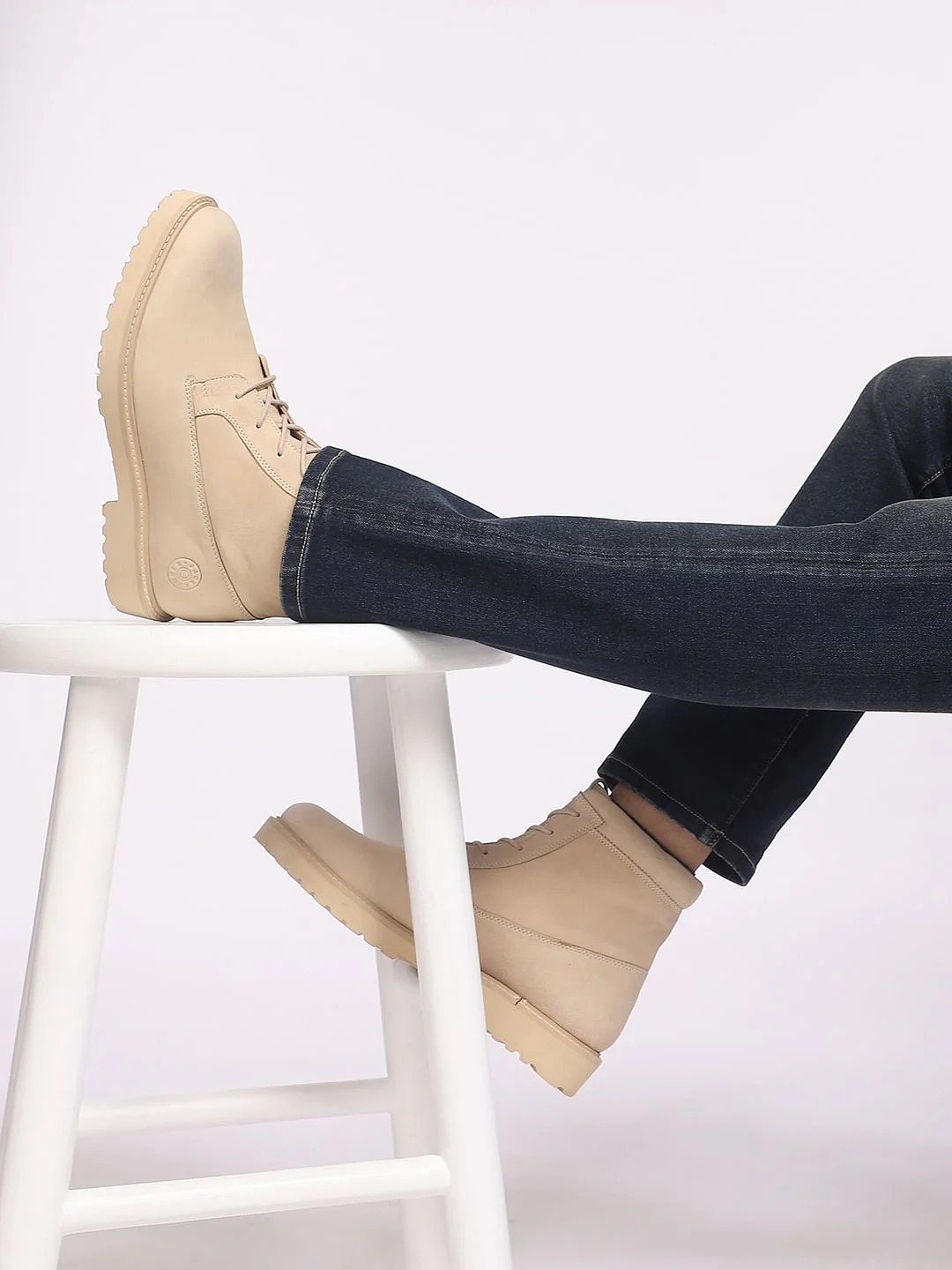 Beige Combo Boots