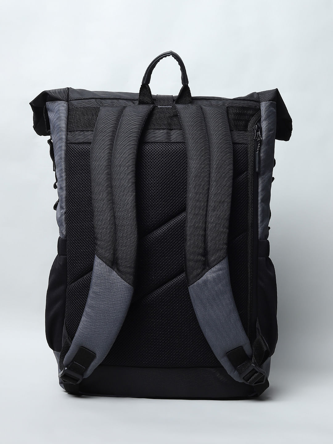 Grey Colourblocked Roll Top Backpack - Image 4