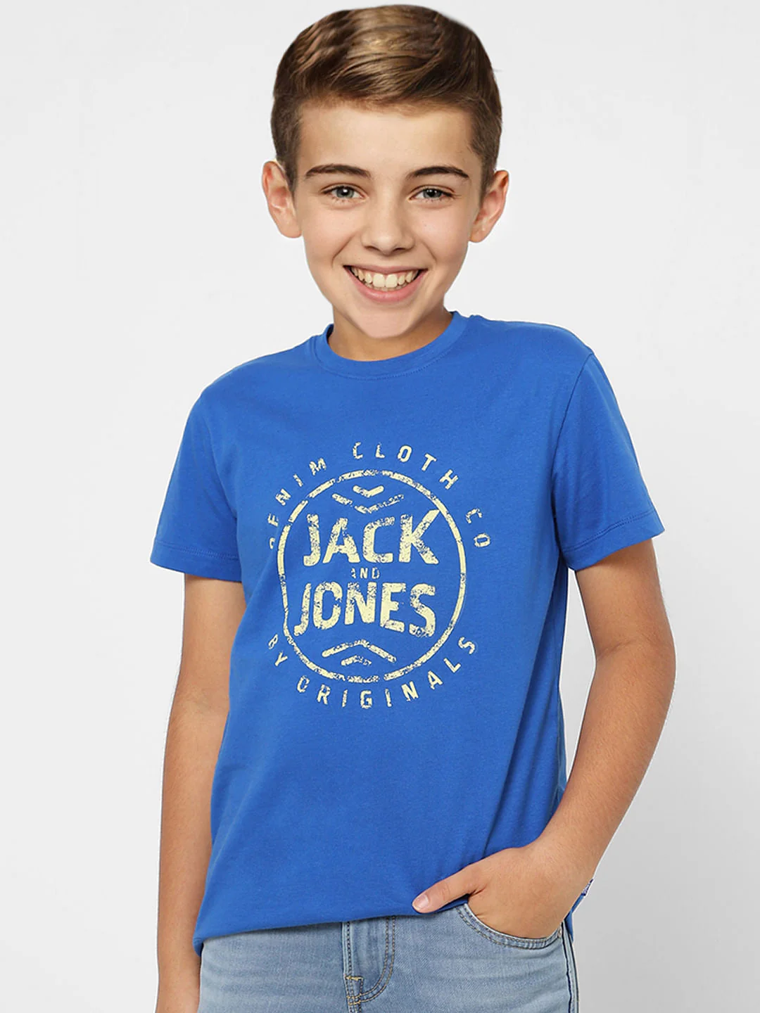 BOYS Blue Printed Crew Neck T-shirt - Image 2
