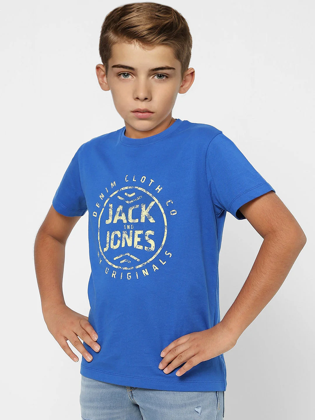 BOYS Blue Printed Crew Neck T-shirt - Image 3