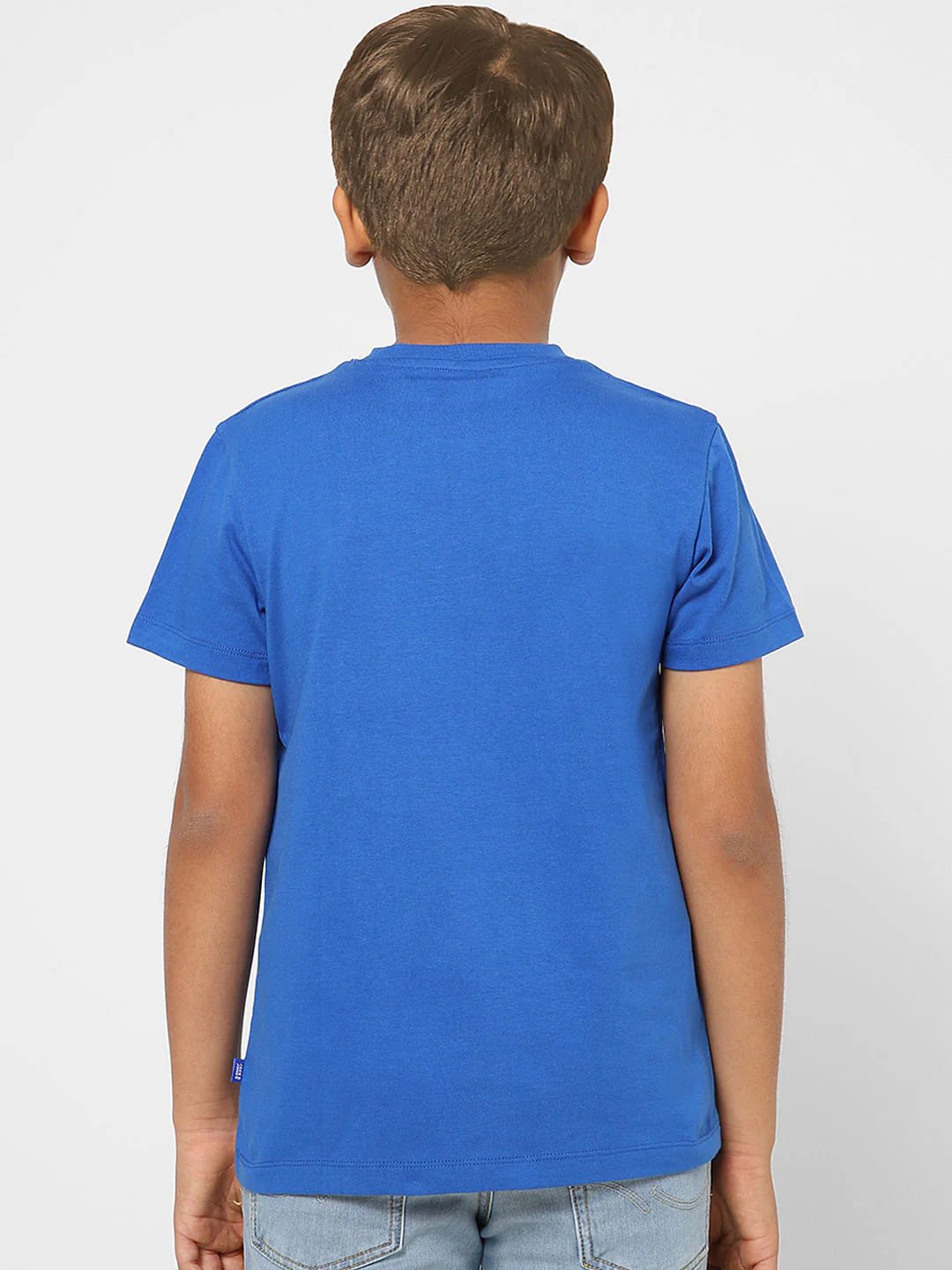 BOYS Blue Printed Crew Neck T-shirt - Image 4