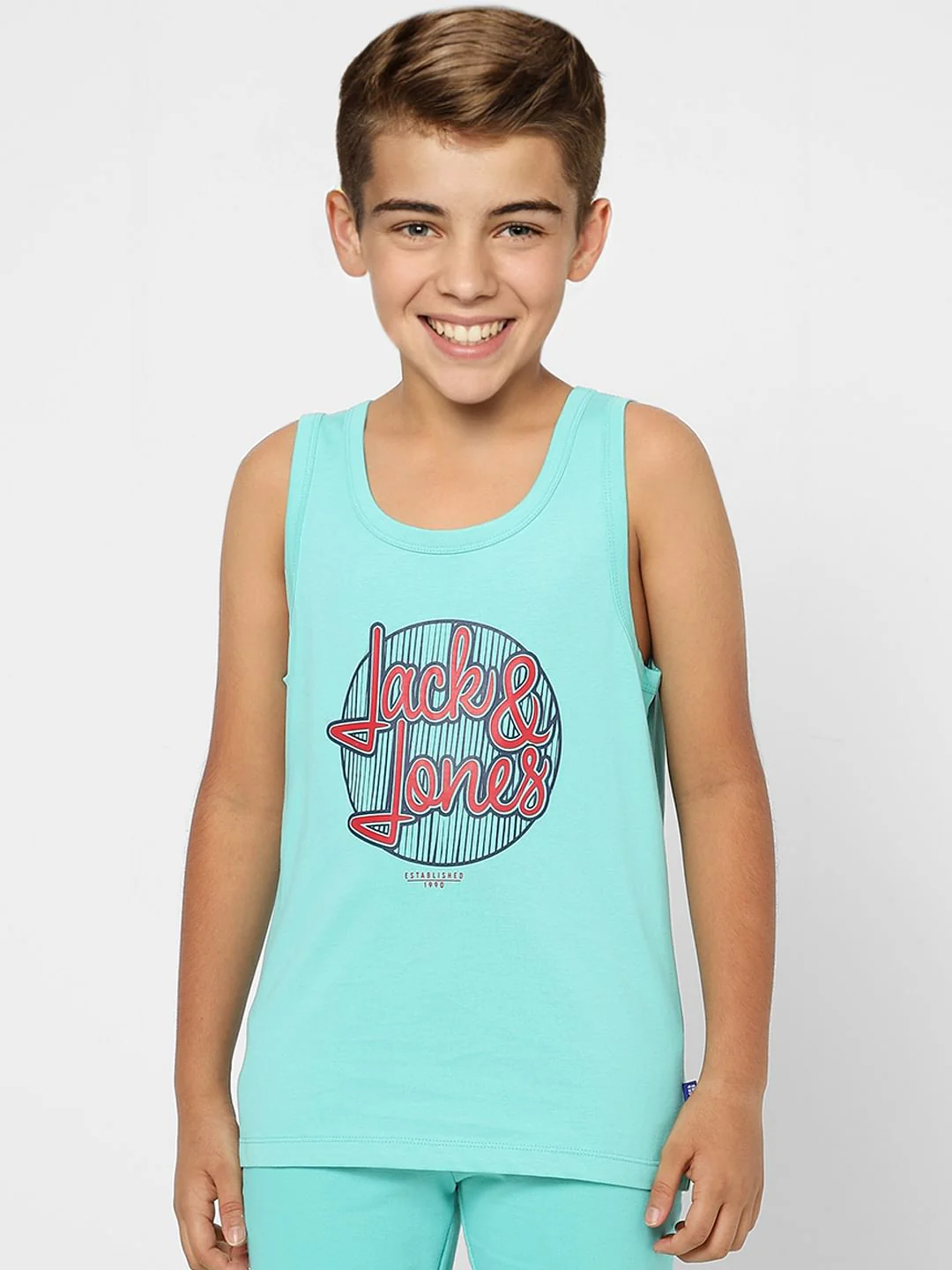 BOYS Blue Printed Vest T-shirt - Image 2