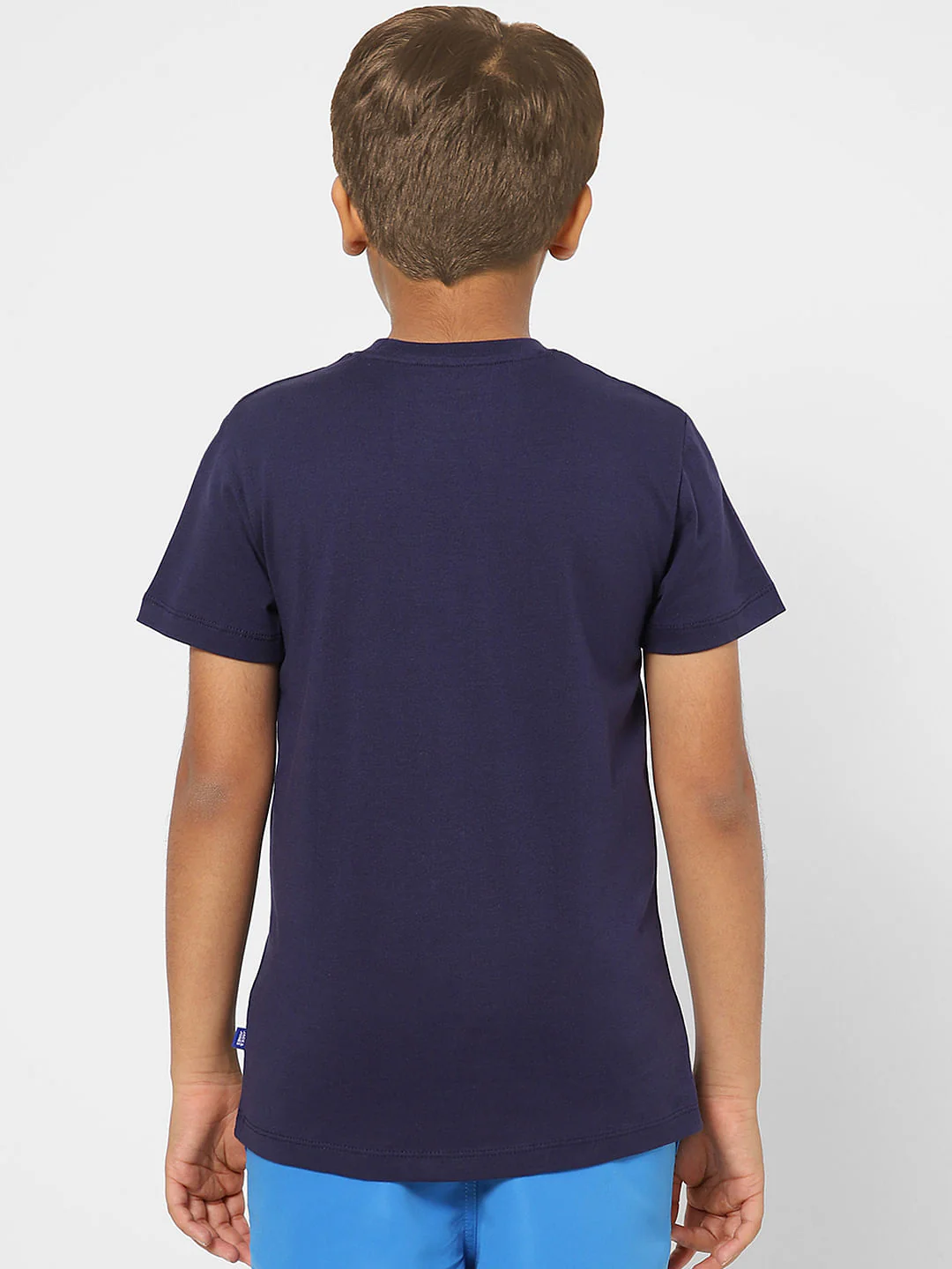 BOYS Dark Blue Printed Crew Neck T-shirt - Image 4