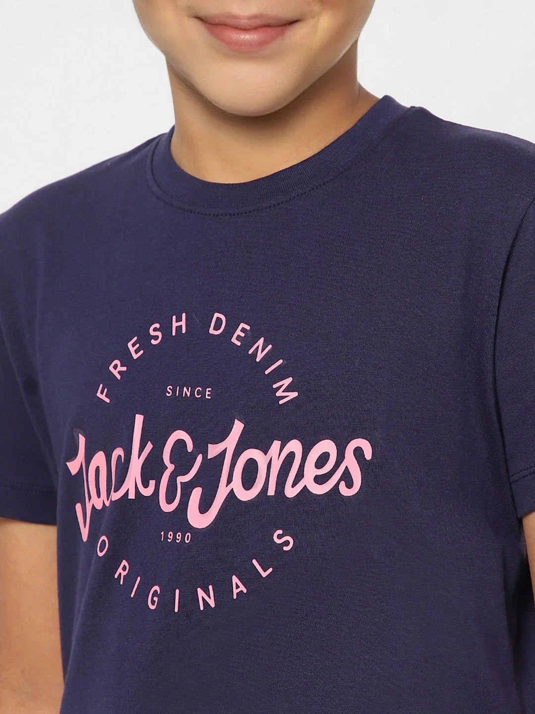 BOYS Dark Blue Printed Crew Neck T-shirt - Image 5