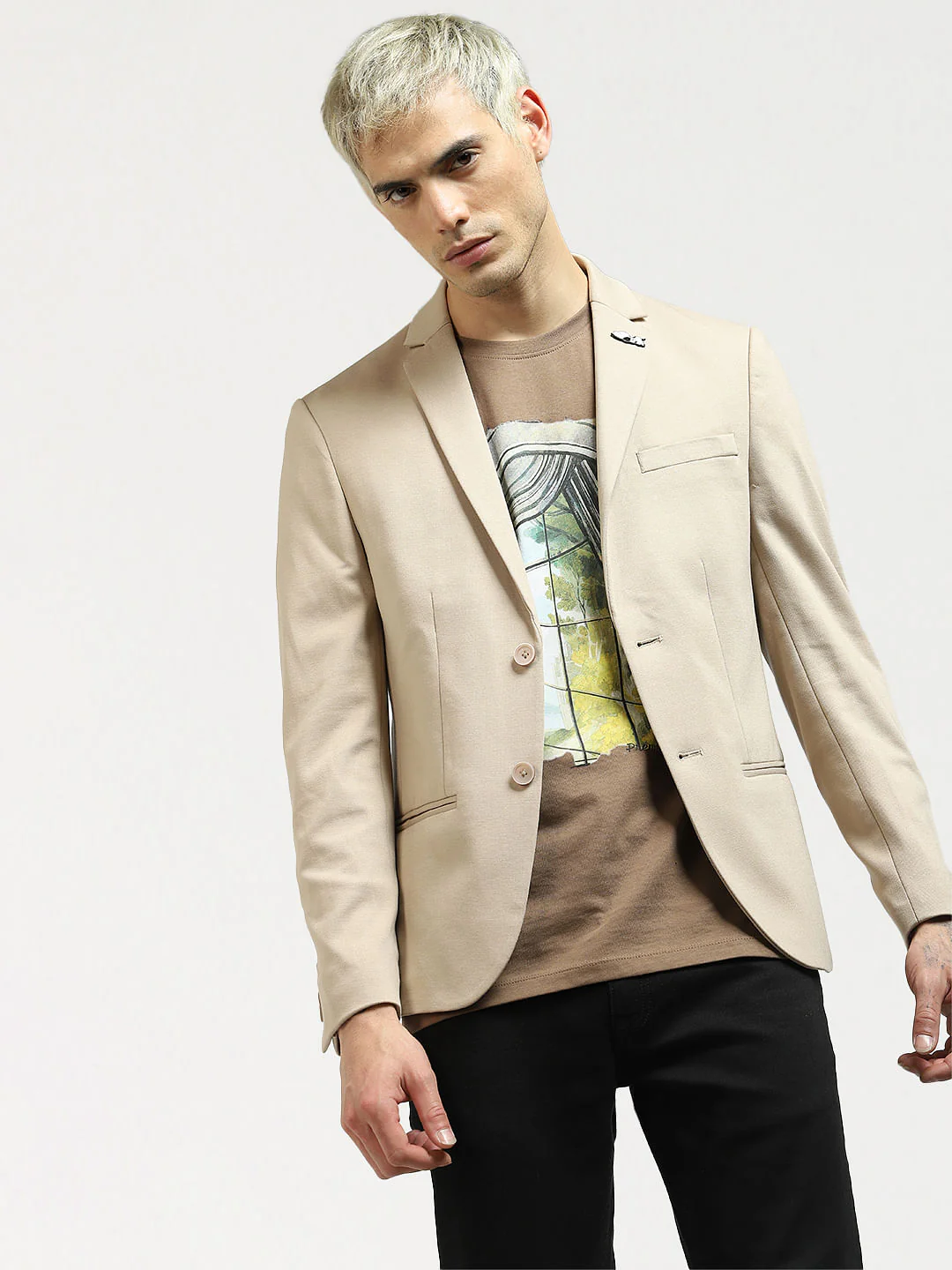 Brown Graphic Print Crew Neck T-shirt