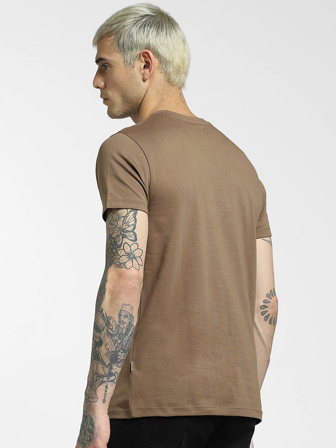 Brown Graphic Print Crew Neck T-shirt - Image 4