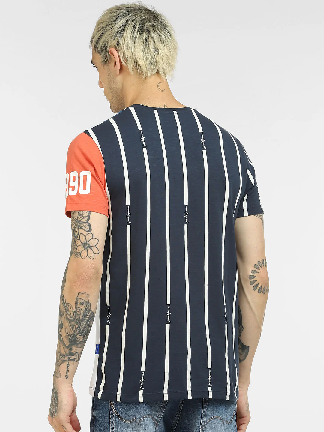Blue Striped Crew Neck T-shirt - Image 4