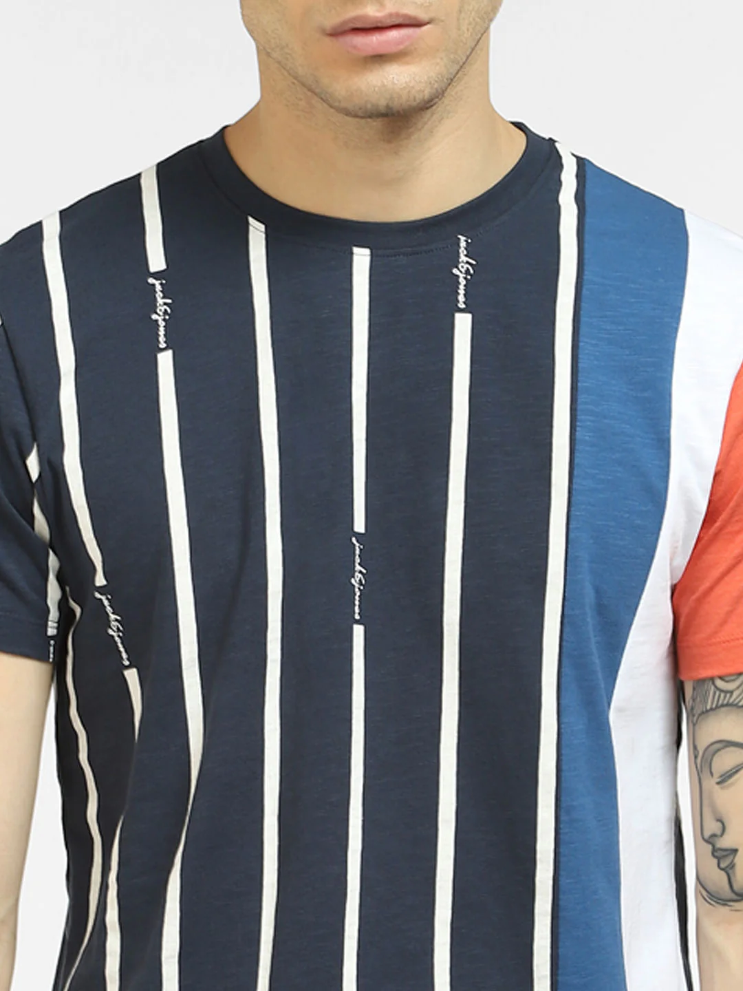 Blue Striped Crew Neck T-shirt - Image 5