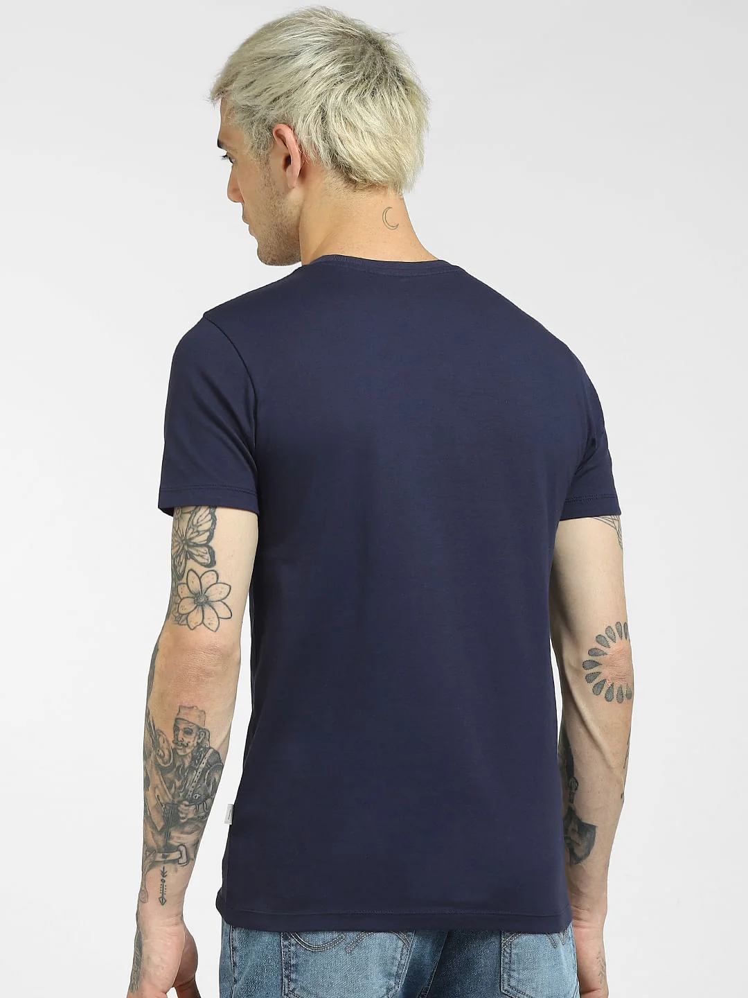 Blue Graphic Print Crew Neck T-shirt - Image 4